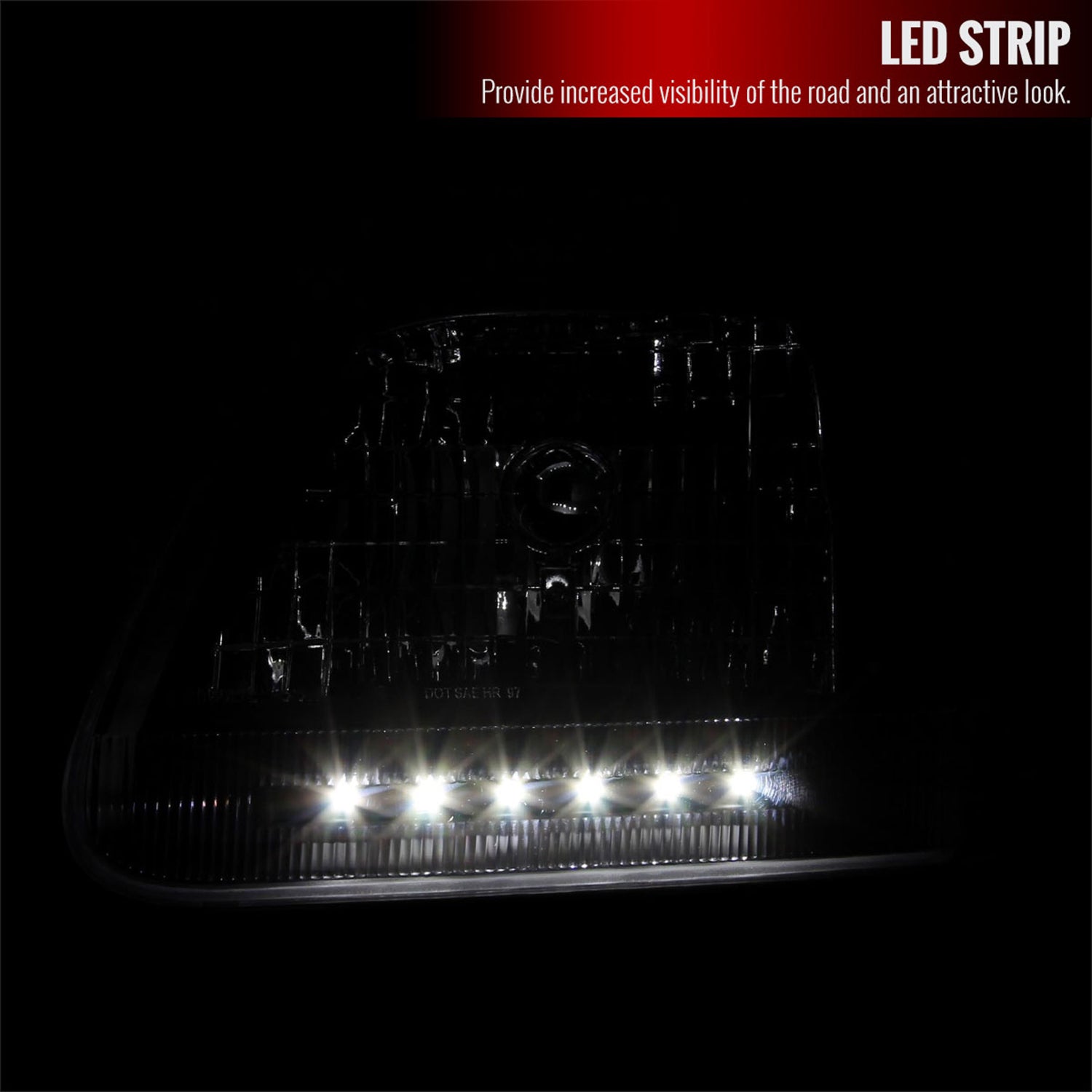 1997-2004 Ford F-150/Expedition Factory Headlights SMD LED Light Strip Black