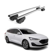 Car Roof Rack Cross Bars Luggage Carrier Lockable 47" 2 Pieces Aluminum Silver