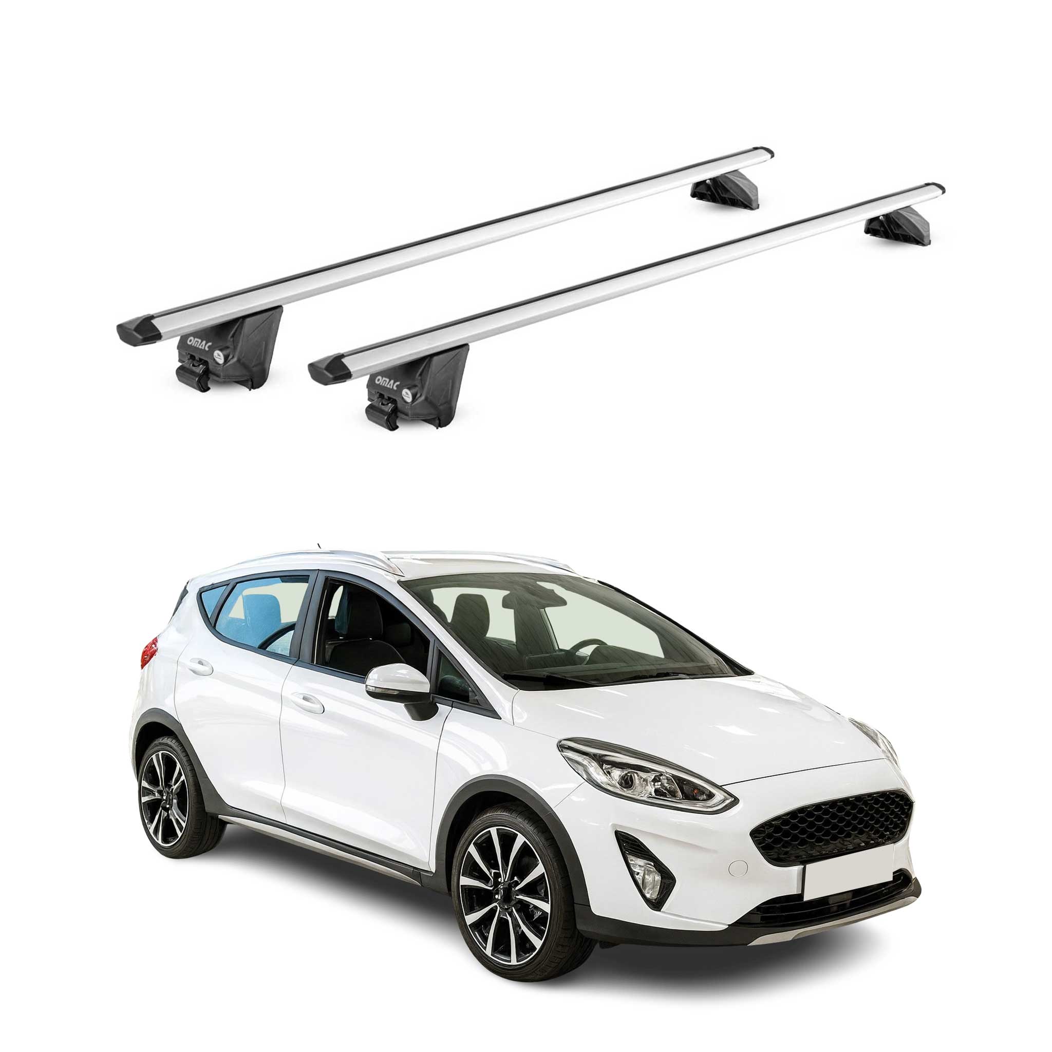 Roof Rack Cross Bars Luggage Carrier for Ford Fiesta Active 2017-2019 Alu Grey