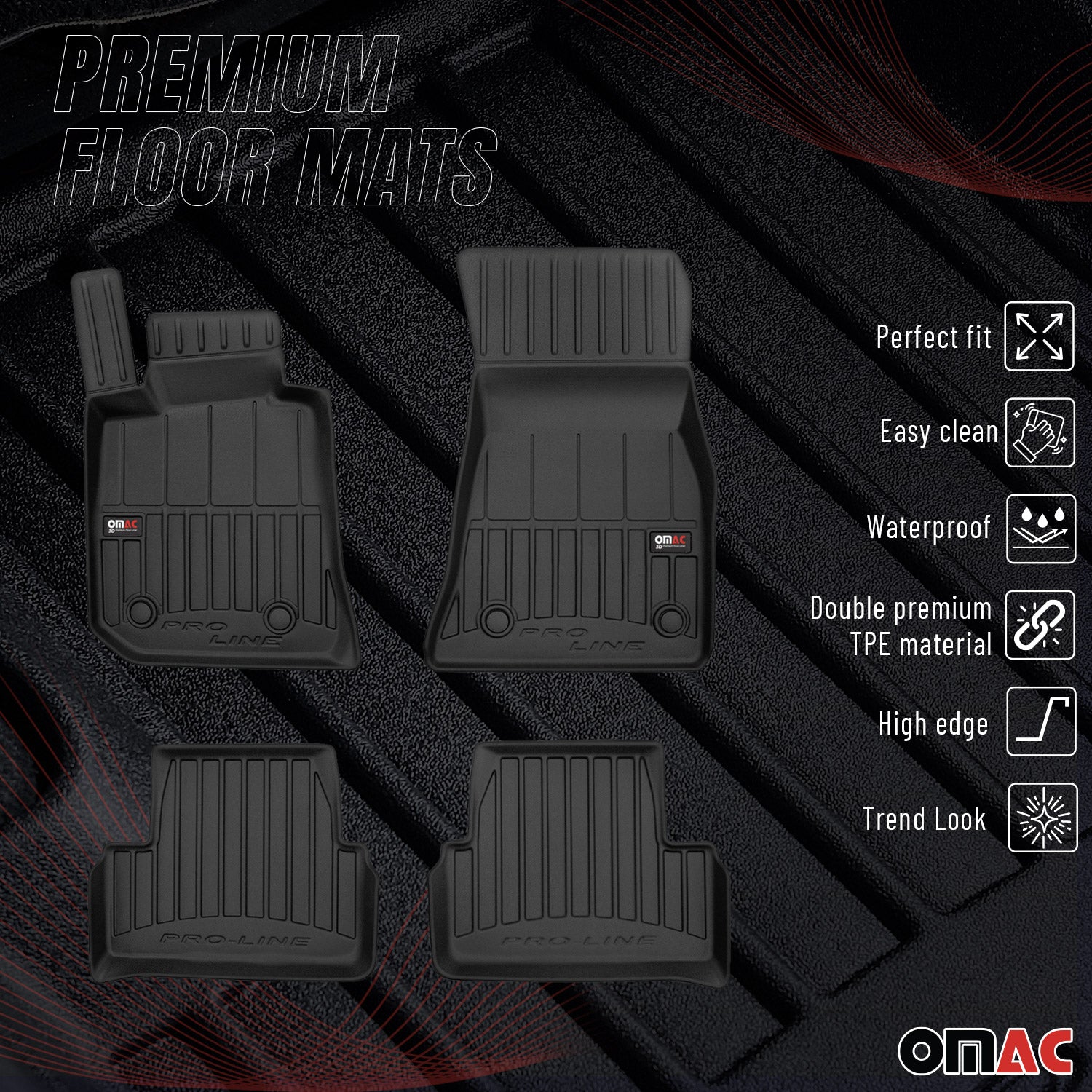 2022-2026 BMW i4 Gran Coupe / BMW 4 Series G26 Gran Coupe Premium Floor Mats Liners Full Set All Weather Heavy Duty Black