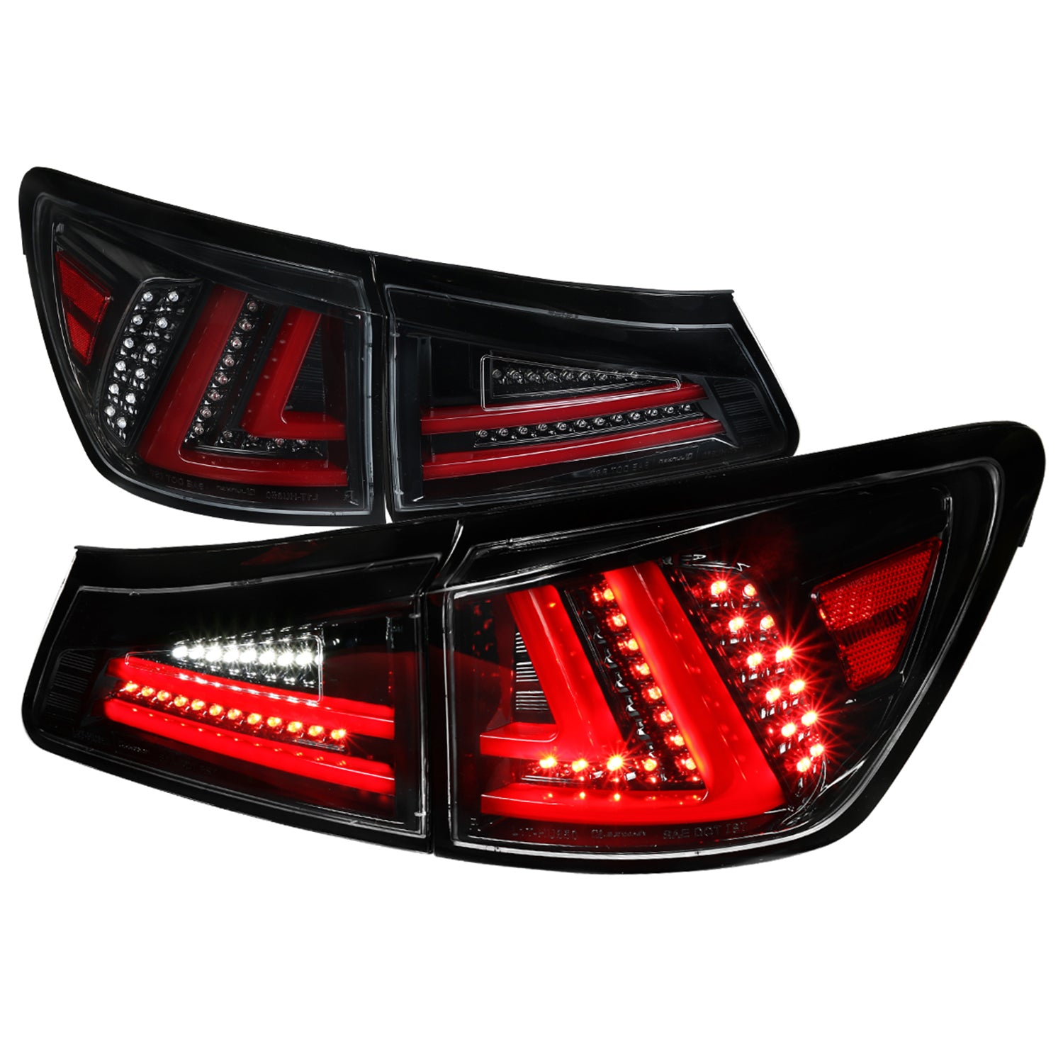 2006-2008 Lexus IS250/IS350 LED Tail Lights & Trunk Lights Jet Black/Clear