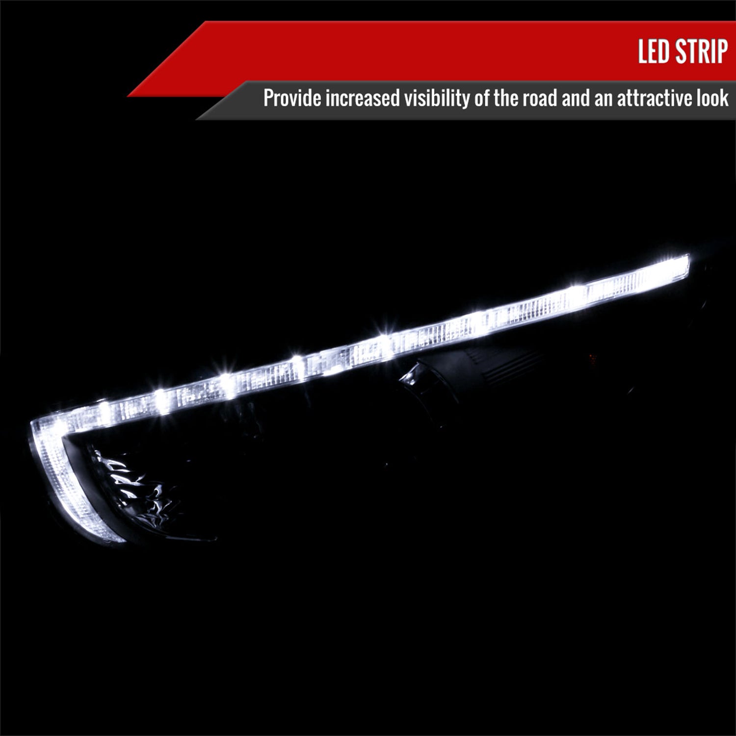 2010-2013 Hyundai Tucson Projector Headlights LED Light Strip Matt Black/Clear