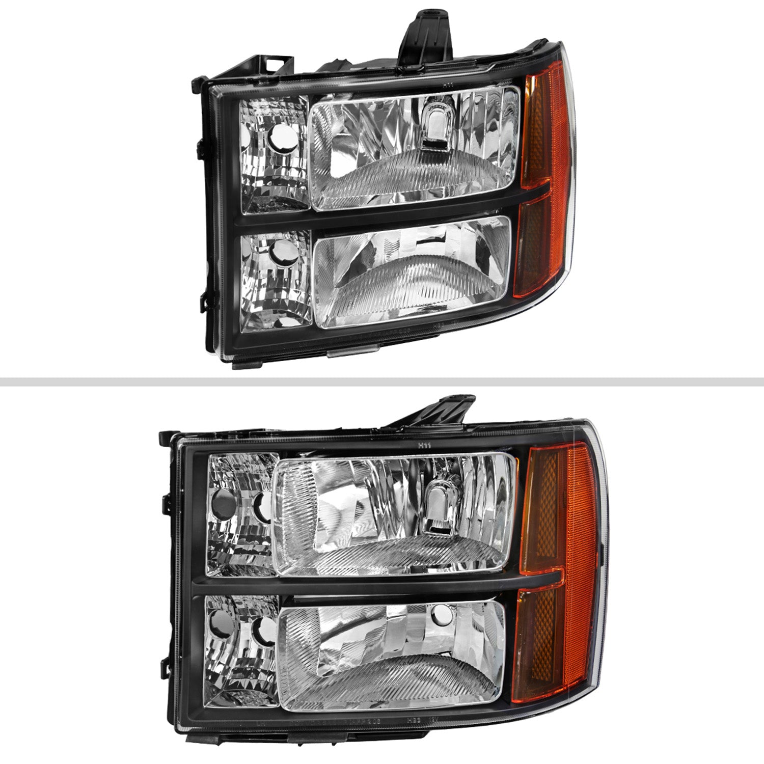 2007-2014 GMC Sierra Factory Style Headlights Matte Black Housing/Clear Lens