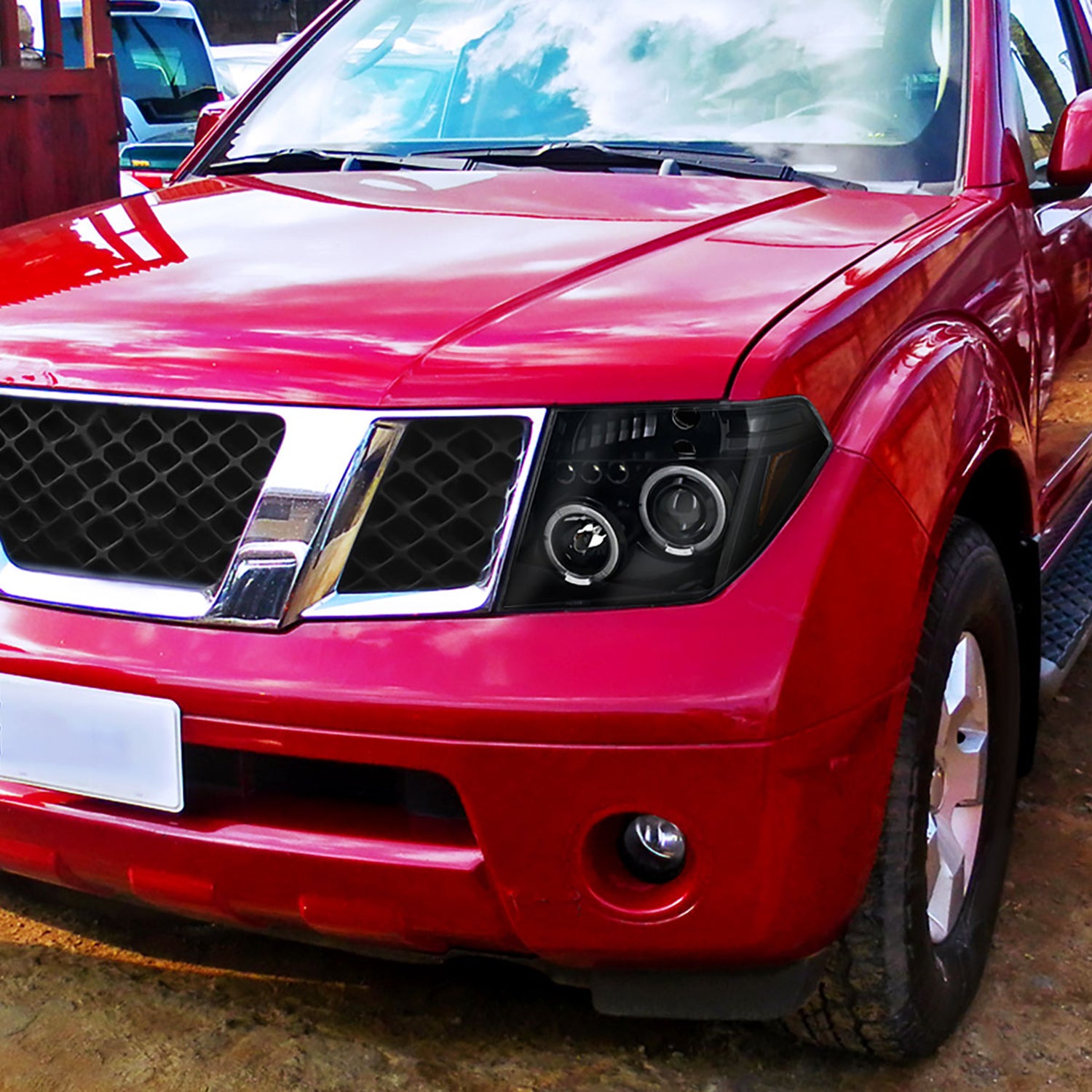 2005-2007 Nissan Pathfinder/ 05-2008 Frontier Dual Halo Headlights Jet Black