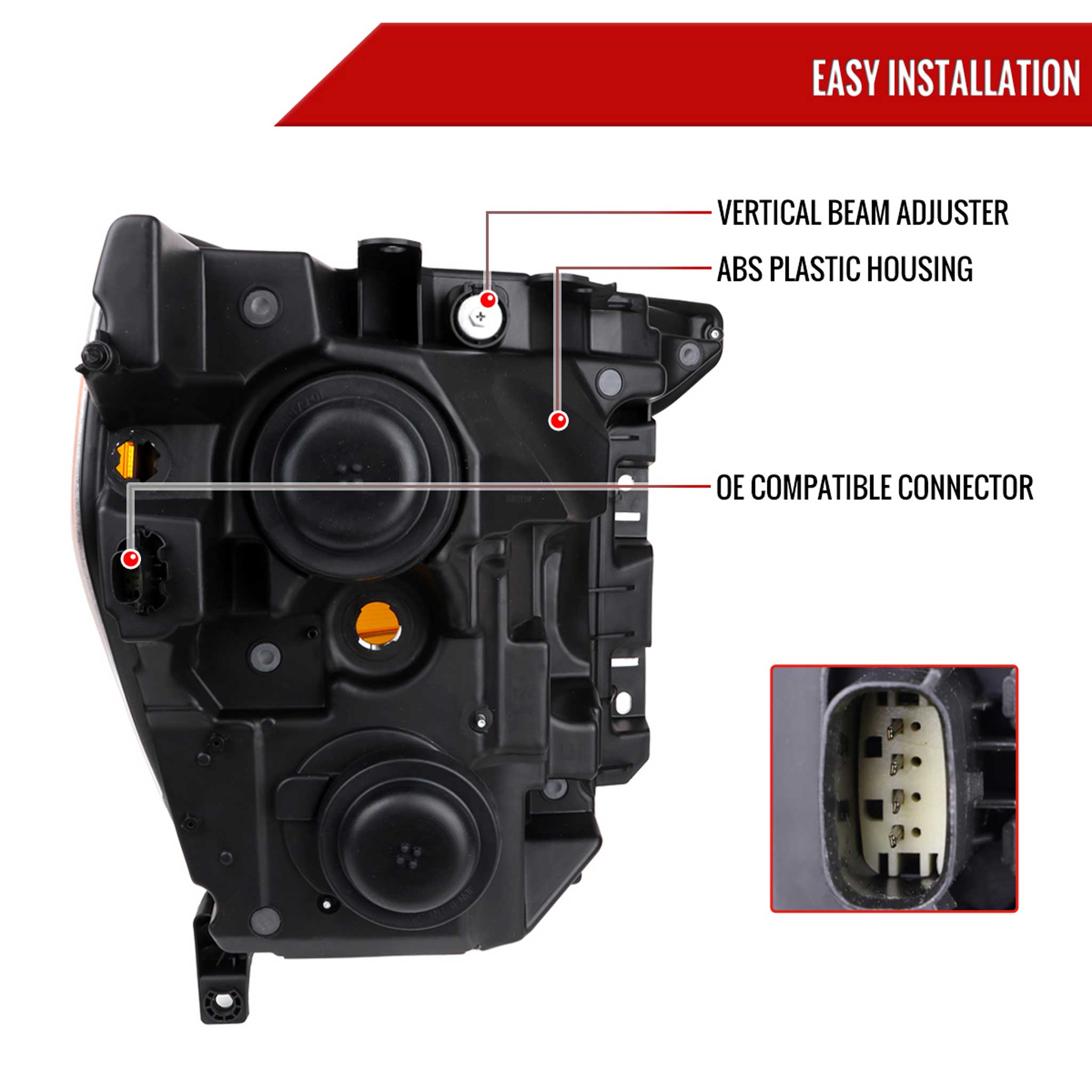 For Ford F-150 2021-2023 Factory Style Headlight Matte Black Housing Clear Lens Driver Side Only