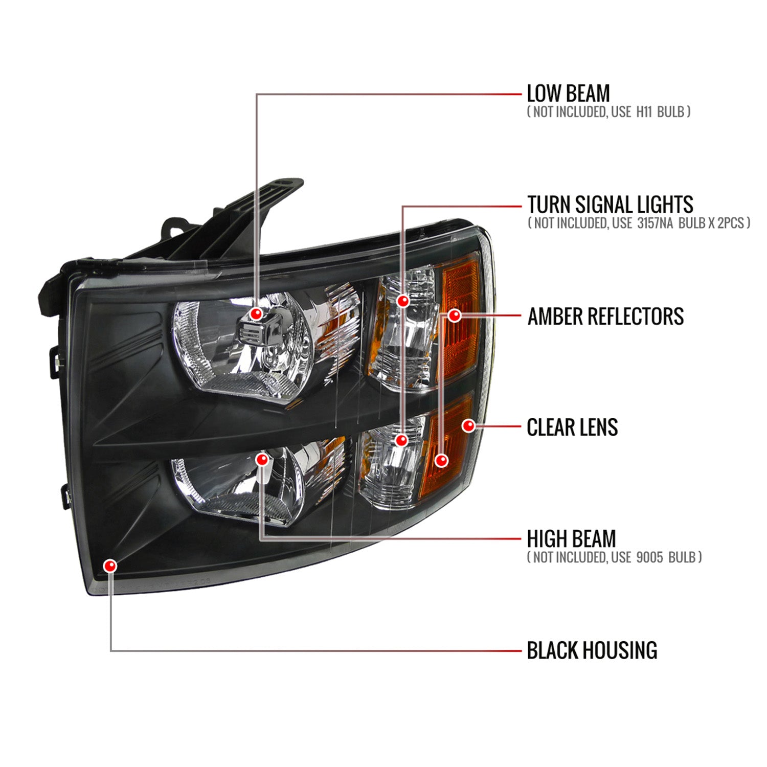 2007-2013 Chevy Silverado 1500/ 2500HD 3500HD Factory Headlights Matte Black