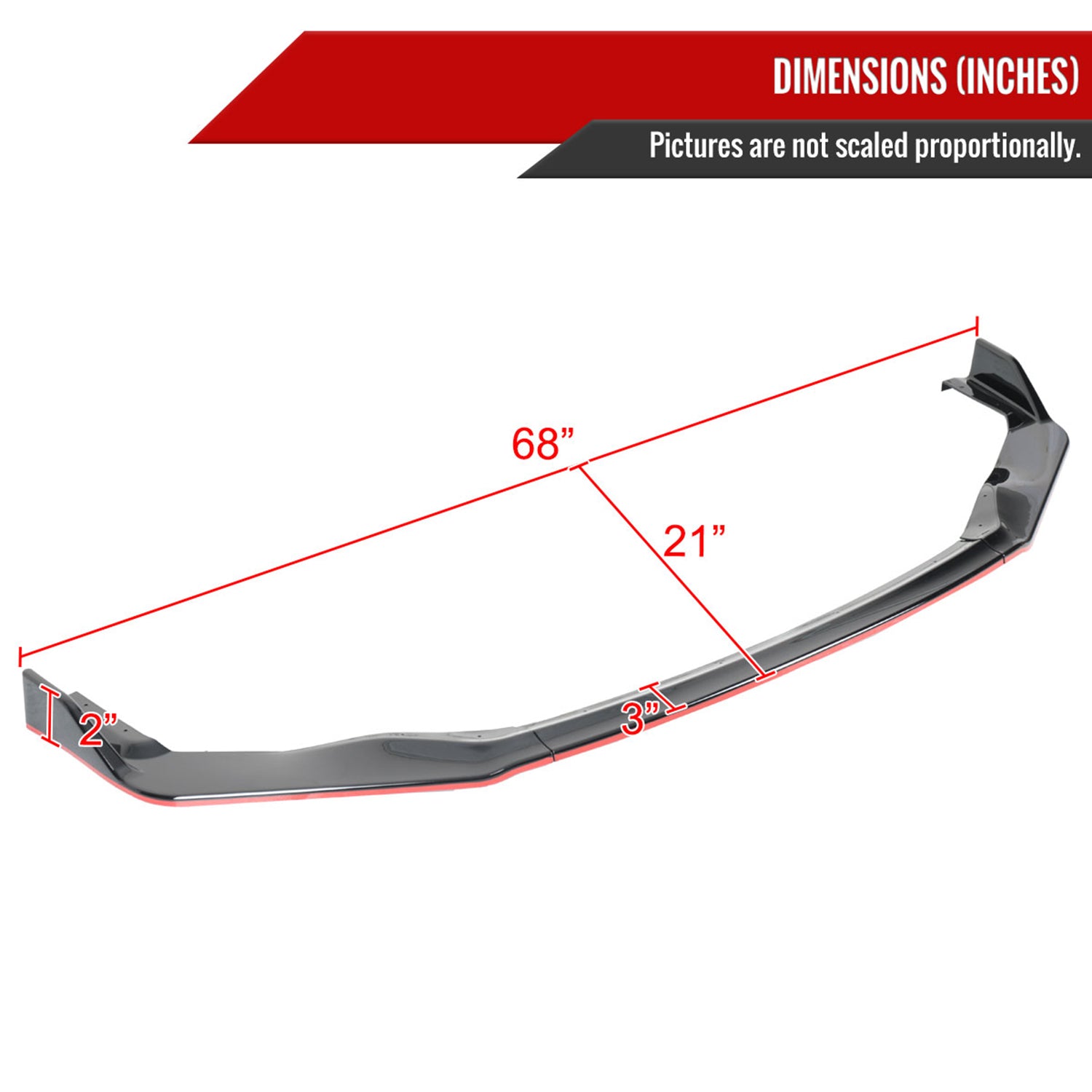 2017-2020 Lexus IS200t/IS300/IS350 Black/Red Front Bumper Lip Splitter Kit