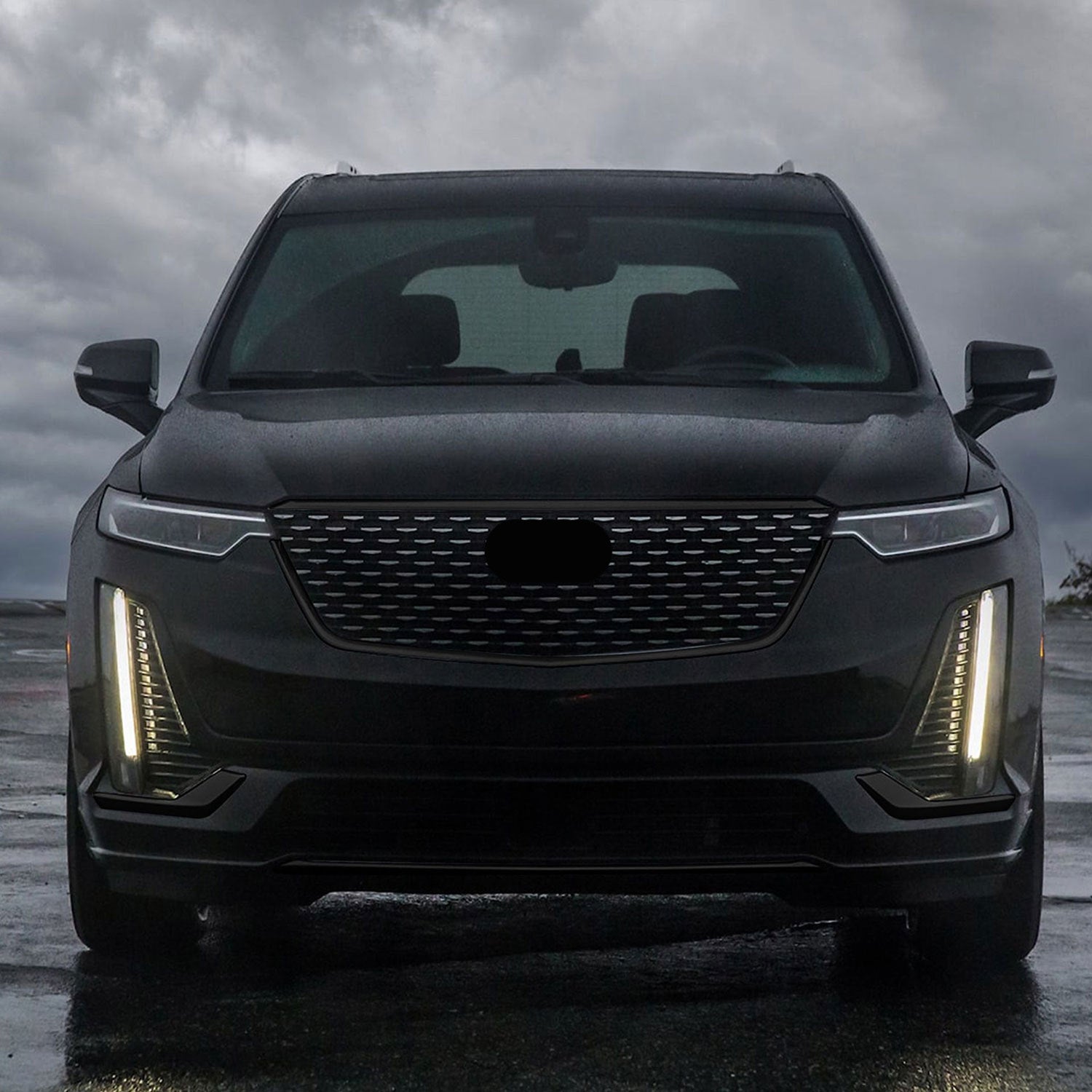 2020-2025 Cadillac XT6 Grille Overlay Gloss Black 5Pcs ABS Plastic