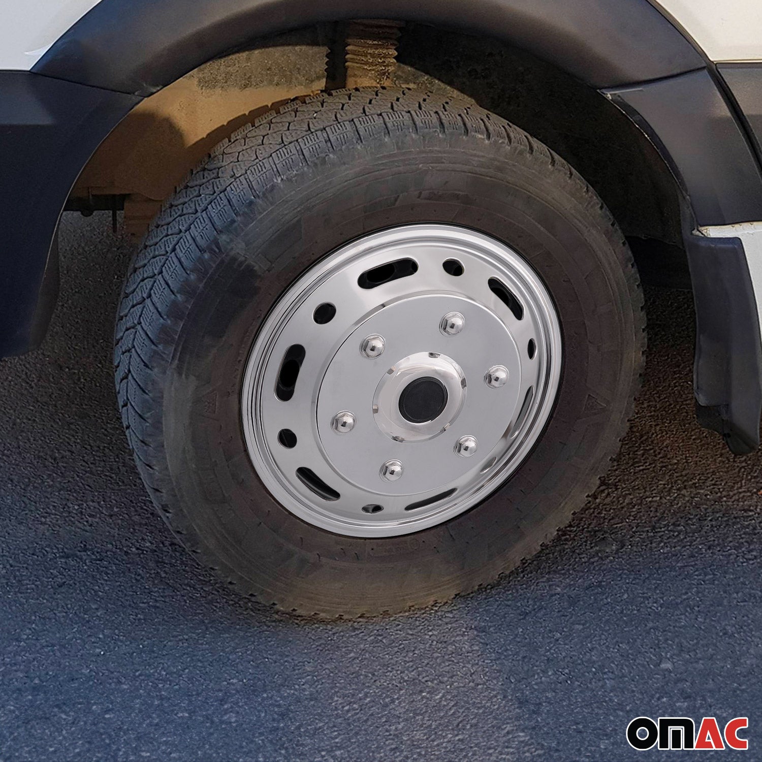 2015-2025 Ford Transit 16" Dual Wheel Simulator Hubcaps Chrome Silver Gloss