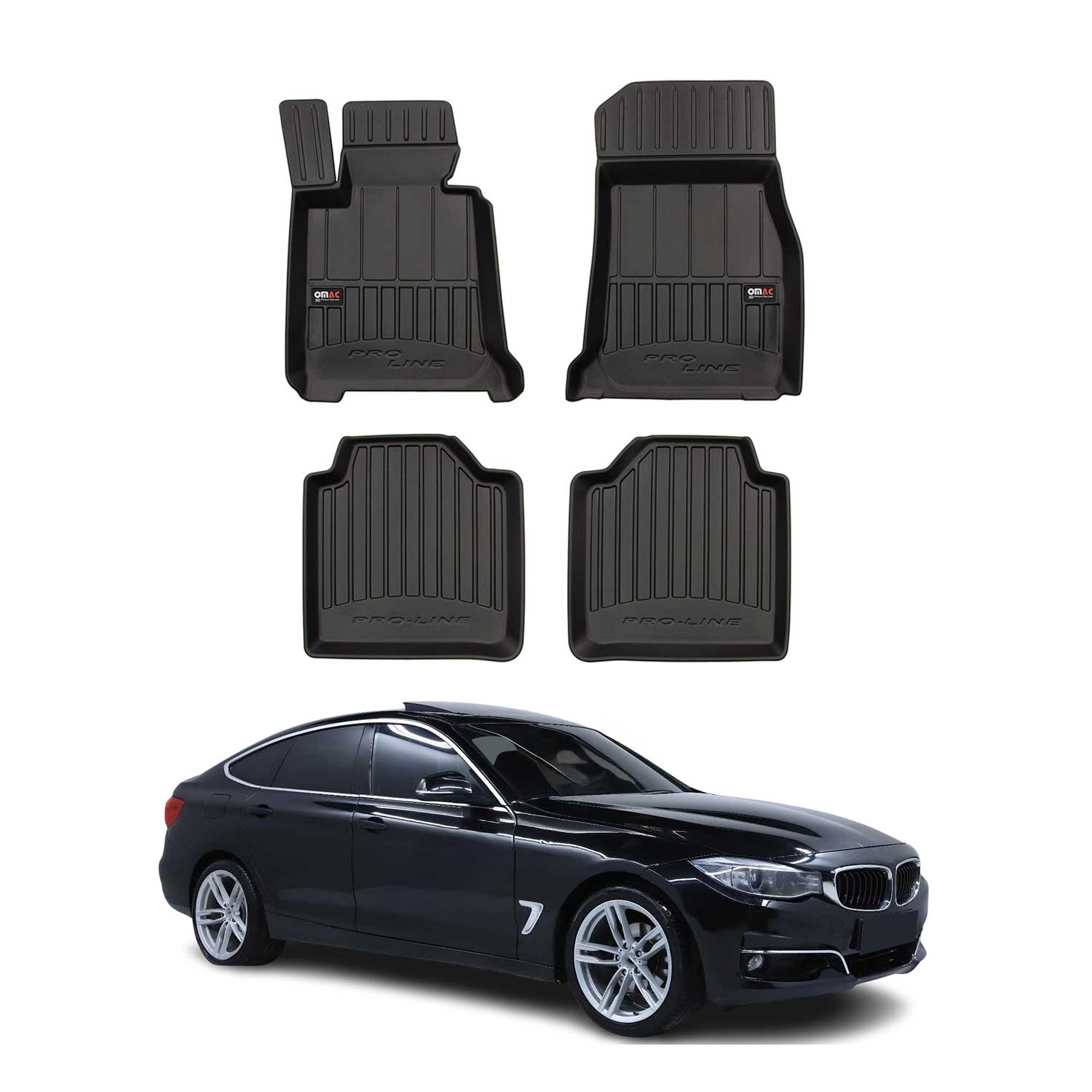2014-2019 BMW 3 Series GT F34 Premium Floor Mats Liners Full Set All Weather Heavy Duty Black