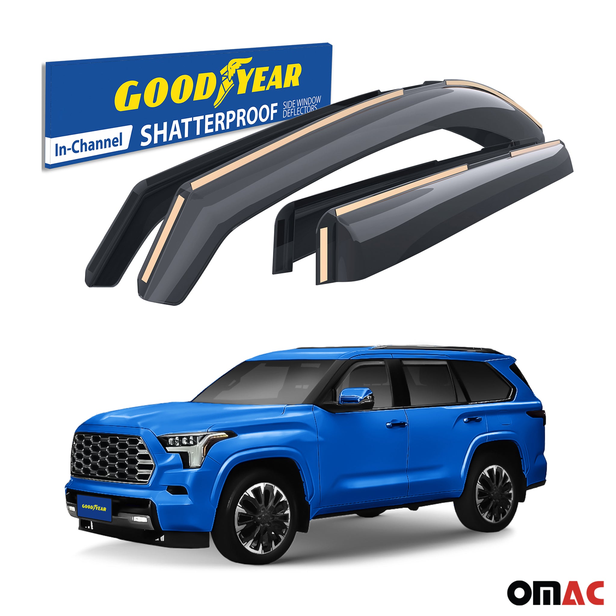 Goodyear Wind Deflectors for Toyota Sequoia 2023-2025 Shatterproof Smoke 4x