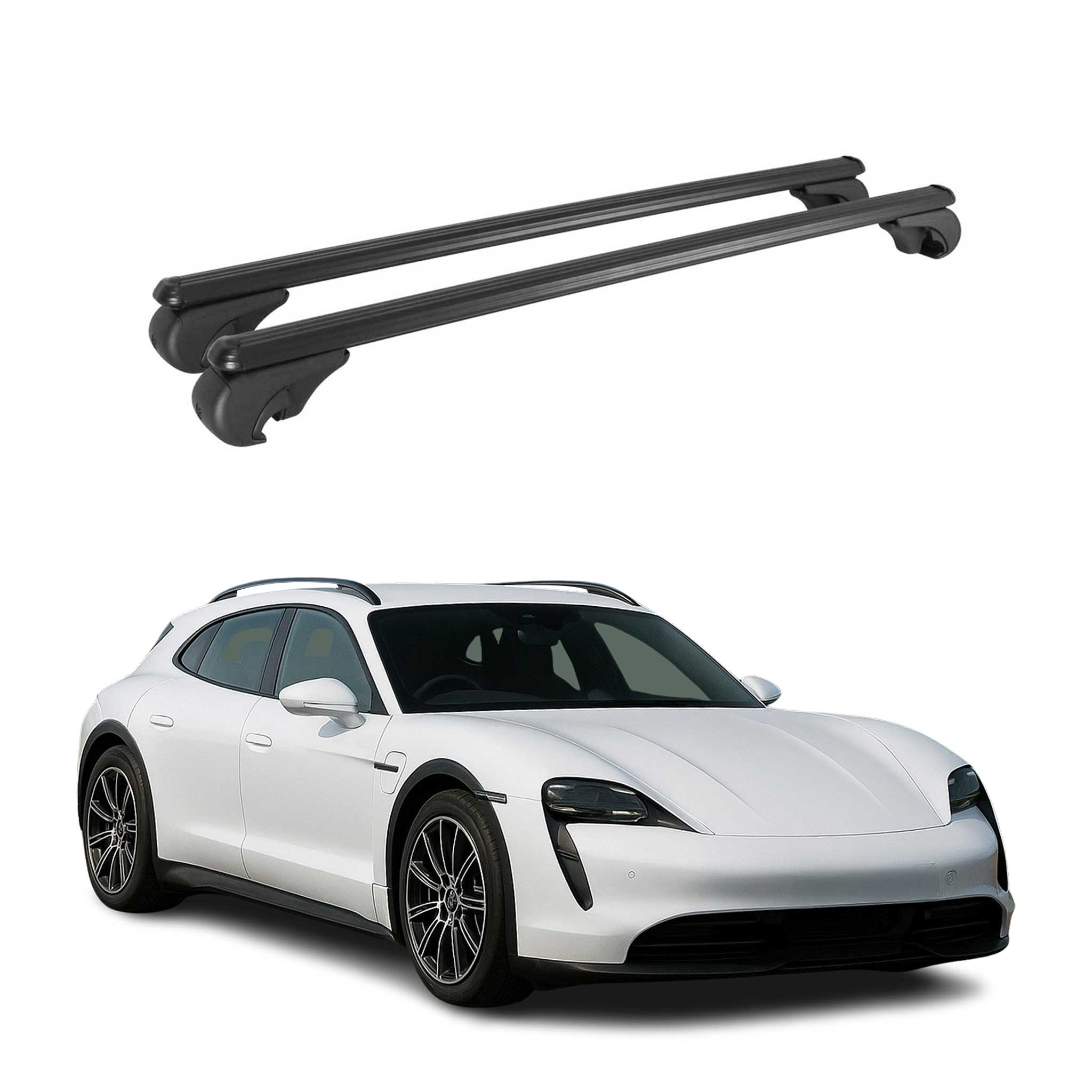 Roof Racks Cross Bars Carrier for Porsche Taycan Cross Turismo 2021-26 TÜV Black