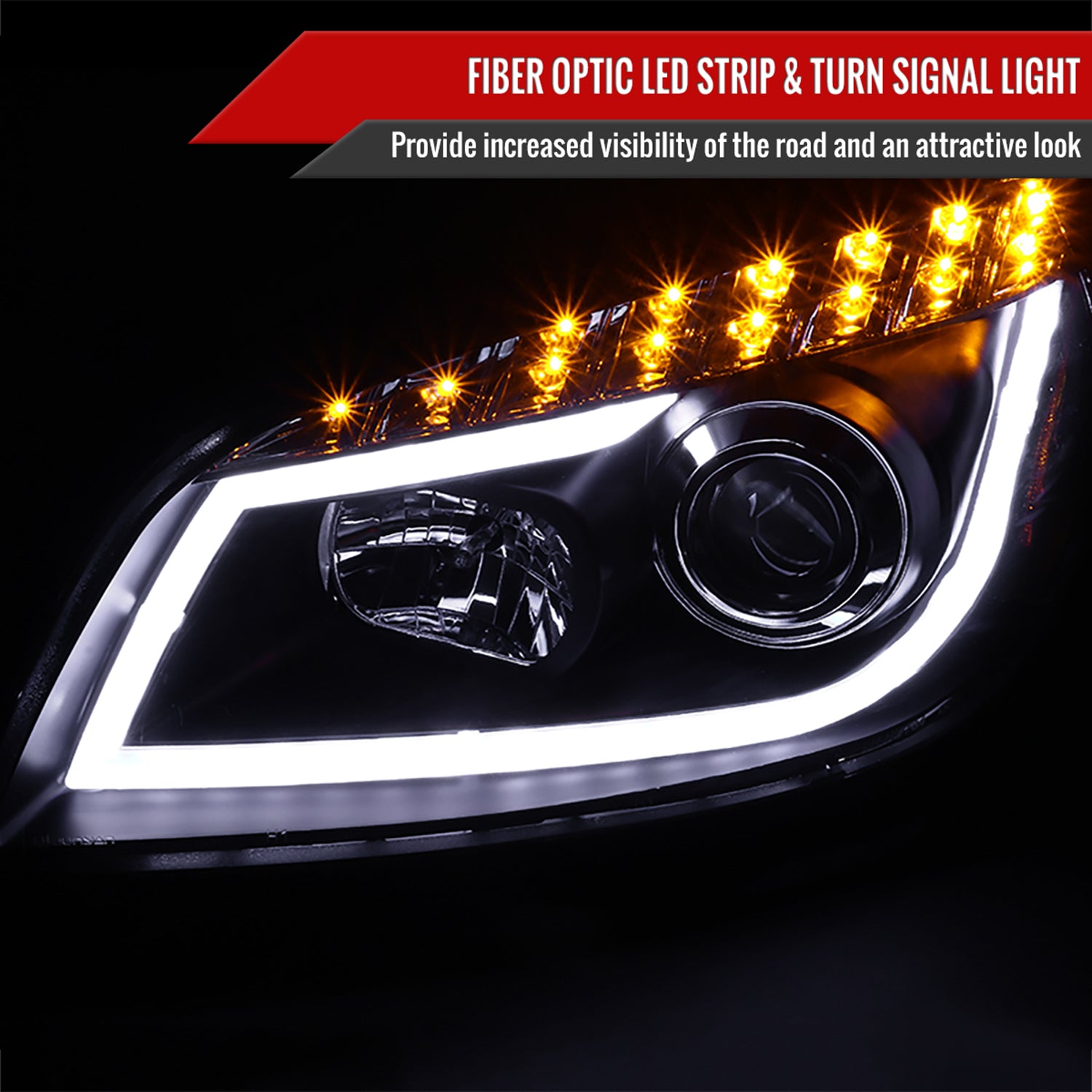 2008-2012 Chevy Malibu LS LT LTZ Hybrid LED Headlights LED Signal Lights Black