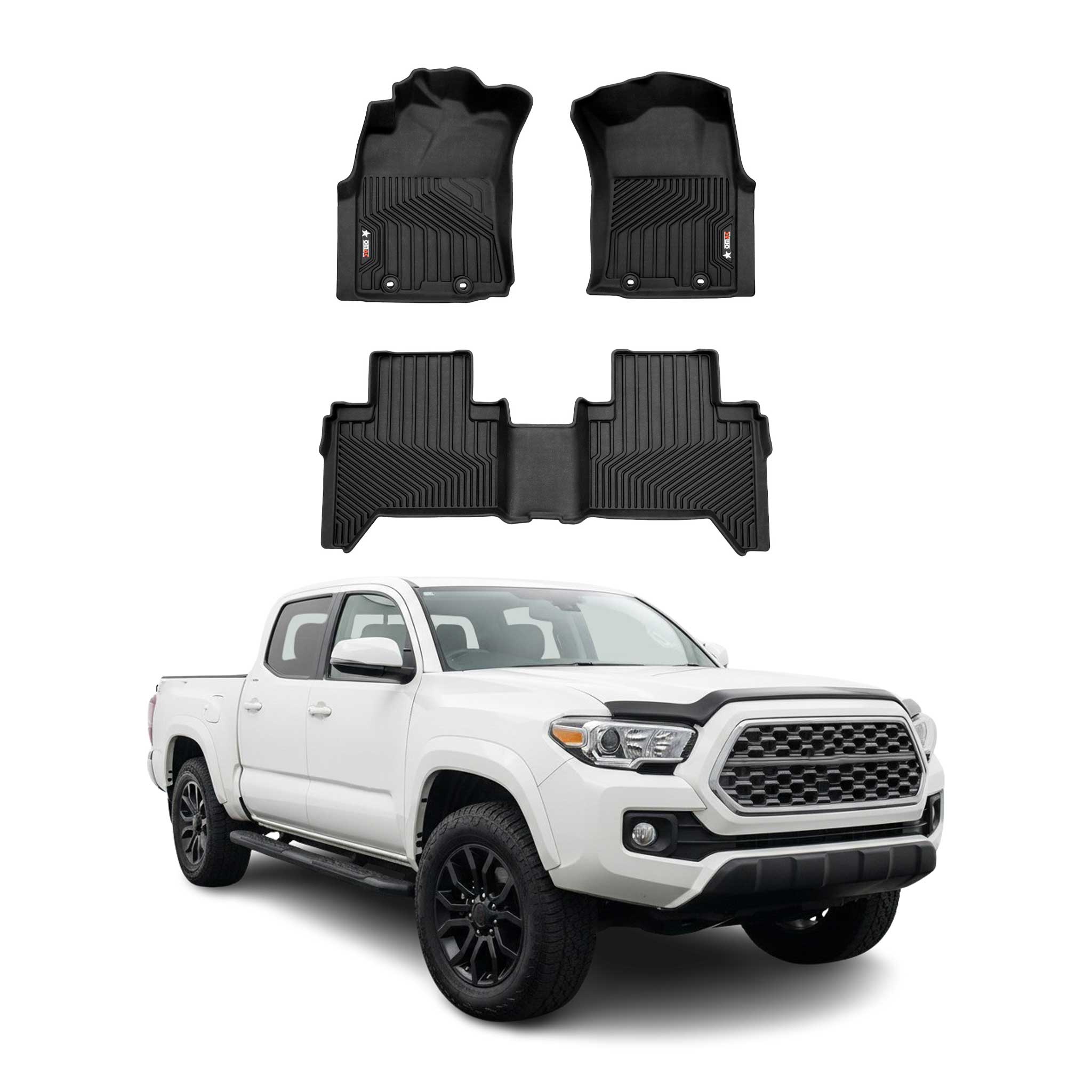 2005-2015 Toyota Tacoma Double Cab Premium Floor Mats Liners First and Second Row Set