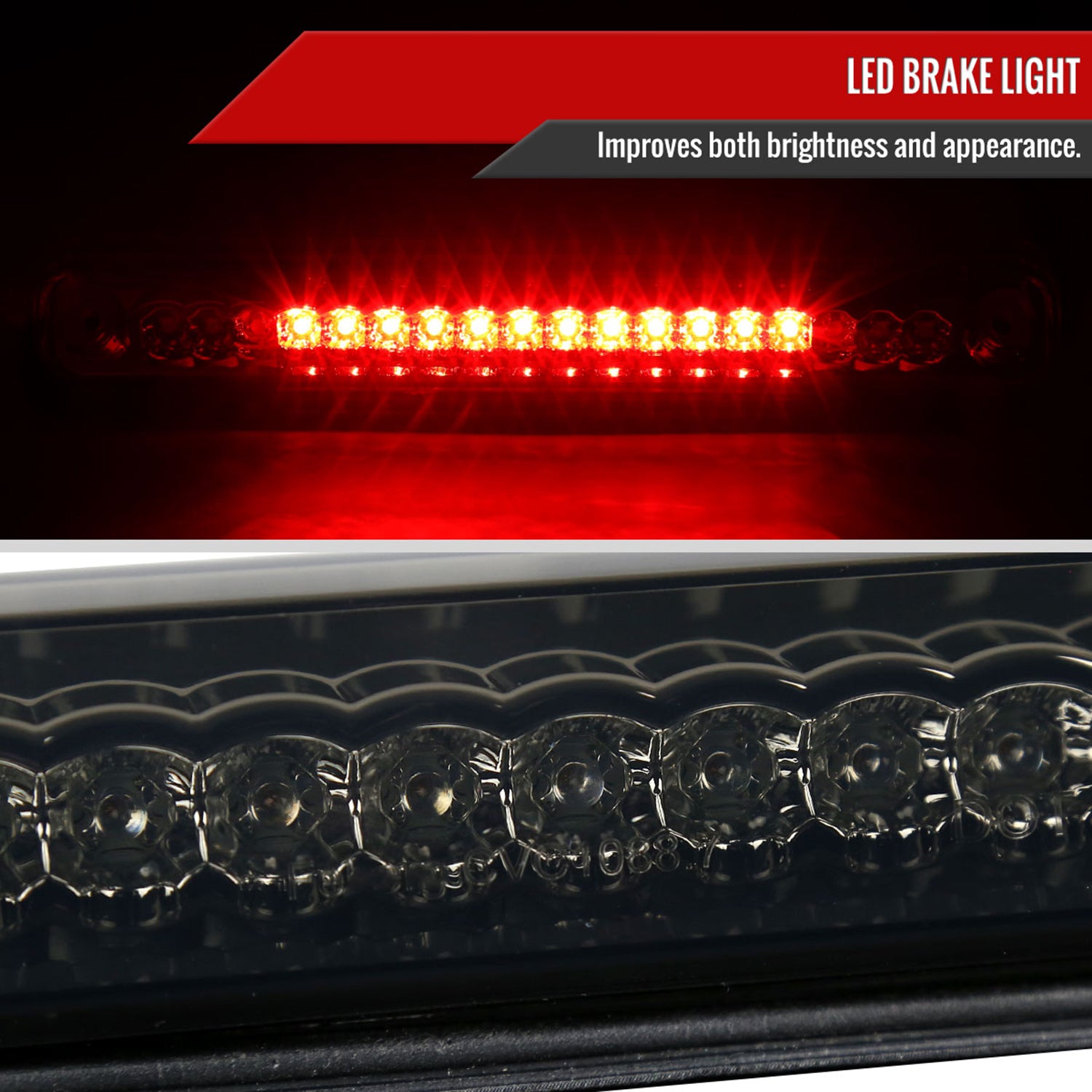 1994-2000 Chevy GMC C/K 1500/2500/3500 LED 3rd Brake Tail Light Chrome/Smoke