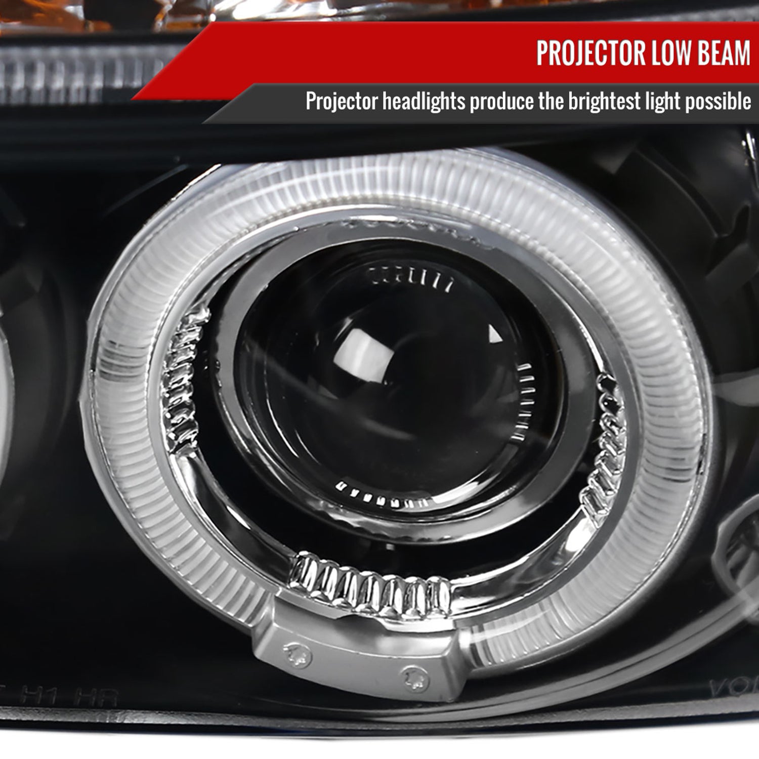 1997-2004 Dodge Dakota/ 1998-2003 Durango Dual Halo Projector Headlights Black