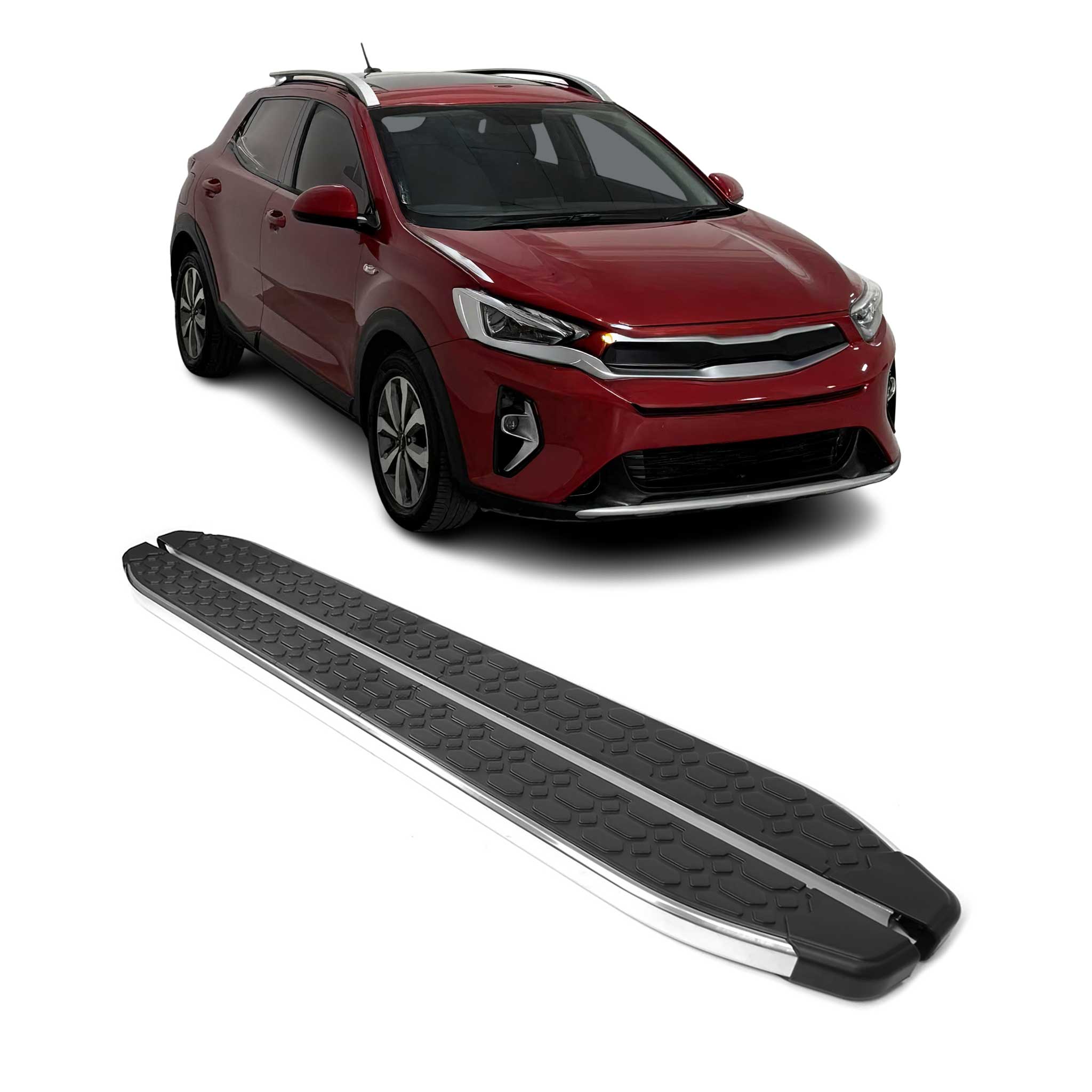 2020-2025 Kia Telluride Running Board Side Step Nerf Bar Silver Black 2x