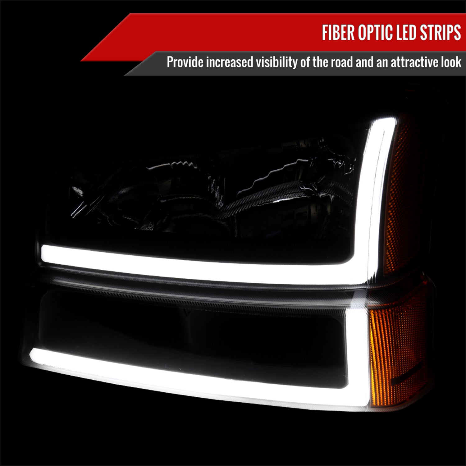 2003-2007 Chevy Silverado /2002-2006 Avalanche LED Bar Factory Headlights Black