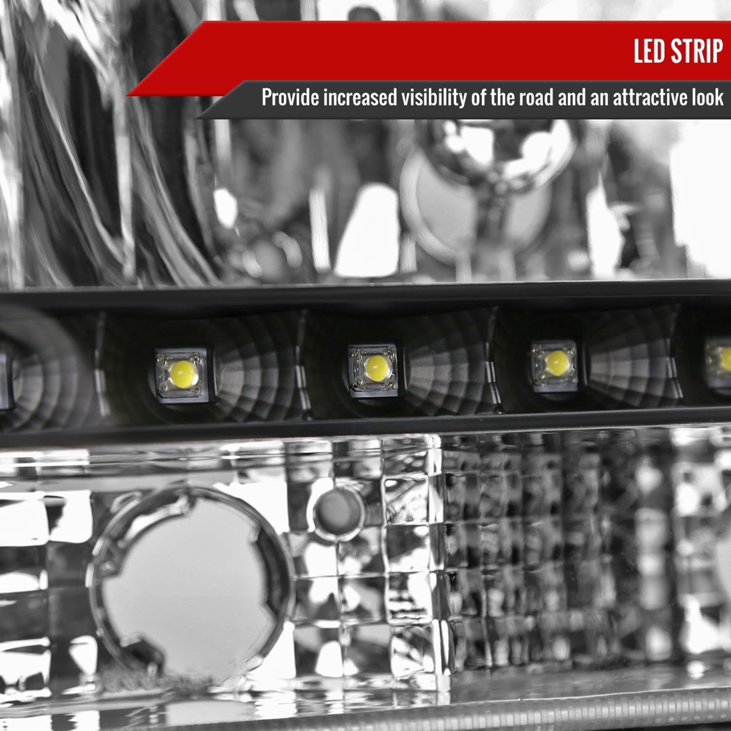 1997-2004 Dodge Dakota/ 1998-2003 Durango LED Factory Crystal Headlights Black