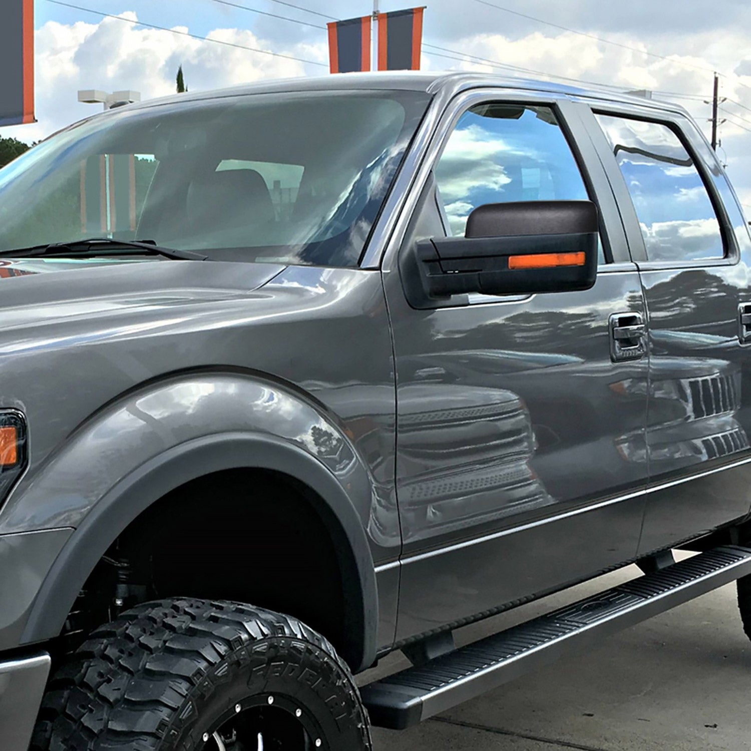 2007-2014 Ford F150 Black Heated Side Mirror &Amber Signal Puddle Light Driver