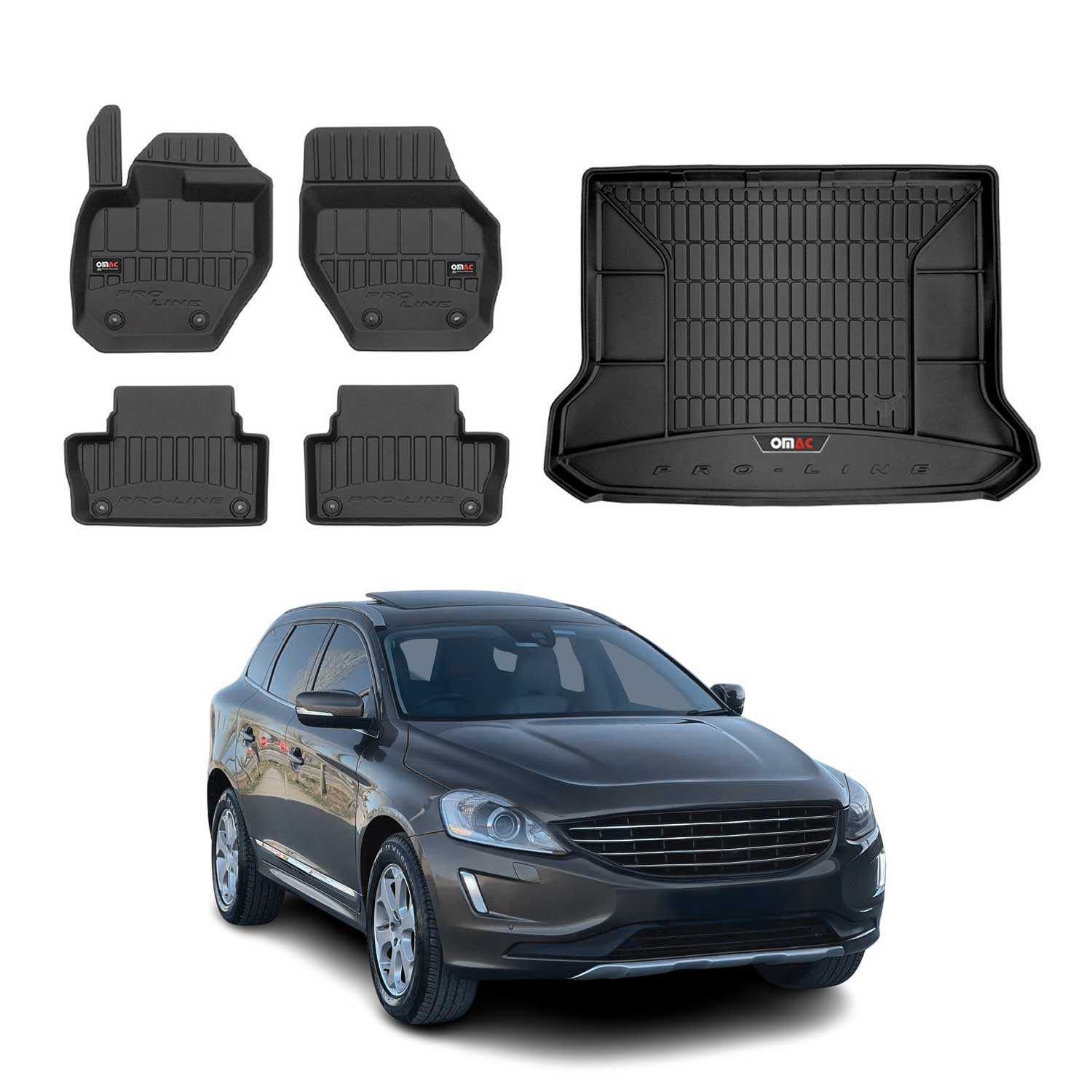 2010-2017 Volvo XC60 Premium Floor Mats & Cargo Liner Full Set All Weather Heavy Duty Black