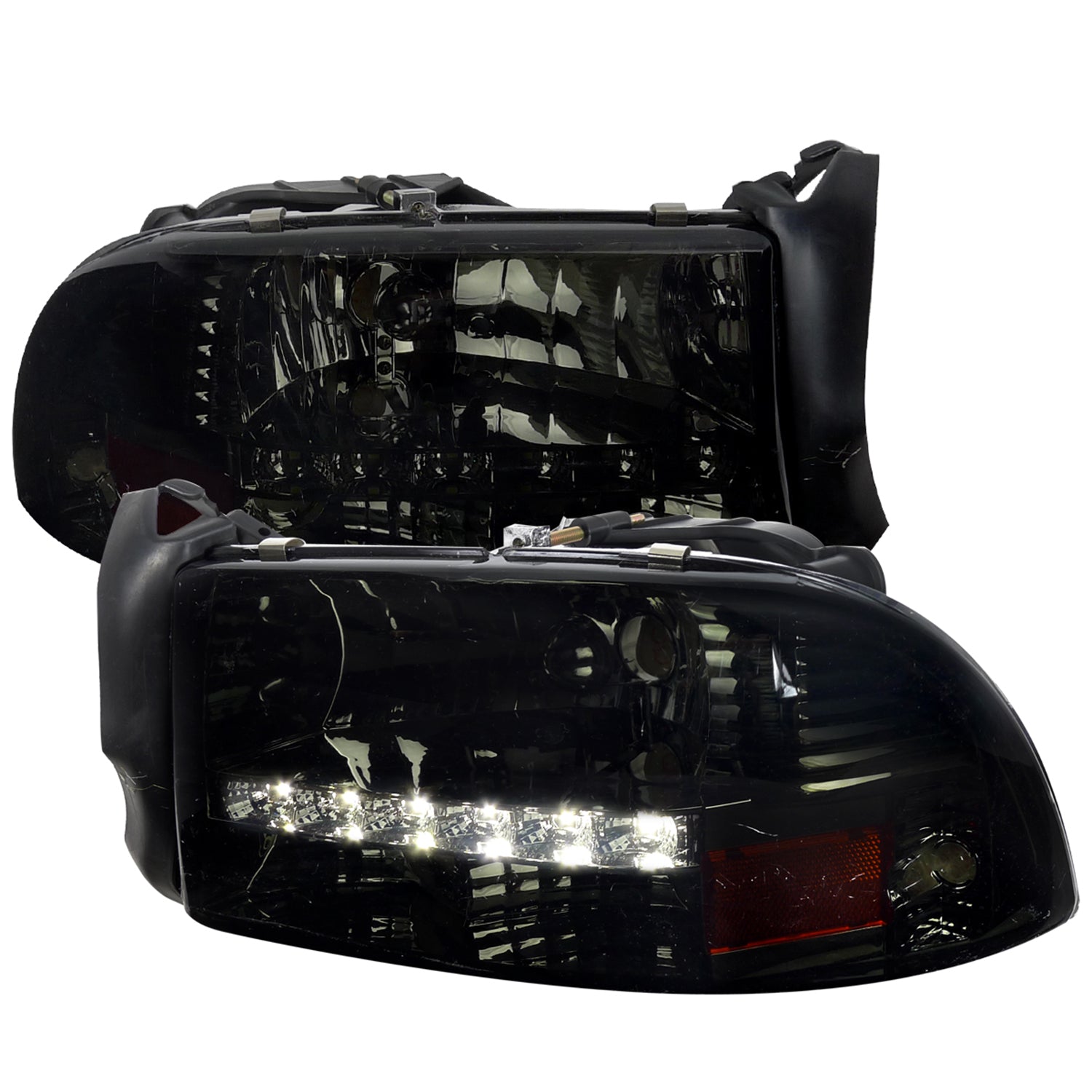 1997-2004 Dodge Dakota/ Durango LED Light Factory Crystal Headlights Smoked