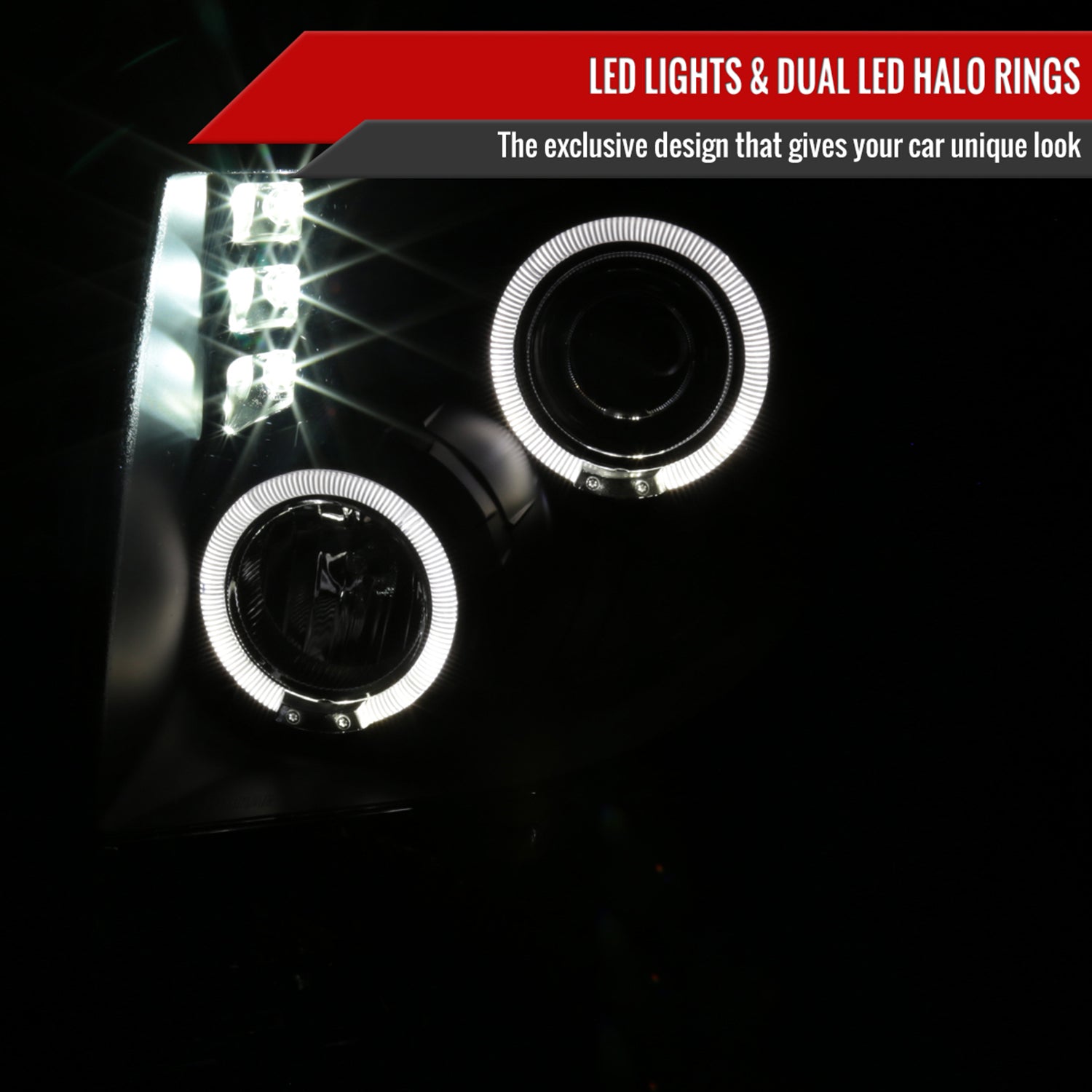 2009-2014 Ford F-150 Dual Halo Projector Headlights Matte Black/Clear Lens