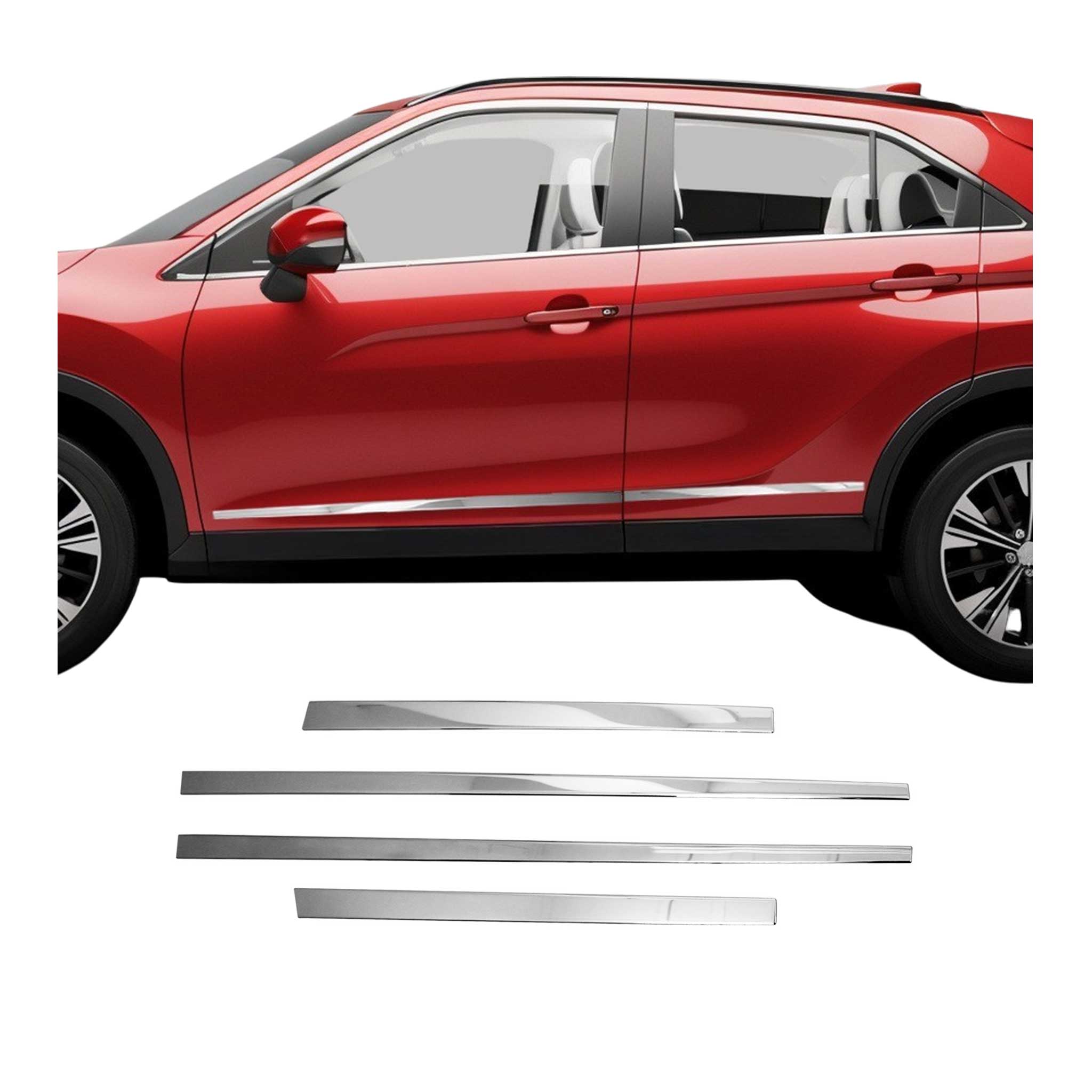 2018-2024 Mitsubishi Eclipse Cross Side Door Molding Trim Stainless Steel Silver 4x
