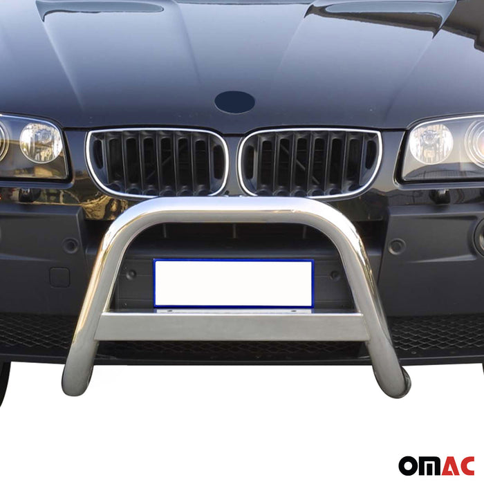 Bull Bar Push Front Bumper Grille for BMW X3 E83 2004-2010 Steel Silver 1Pc