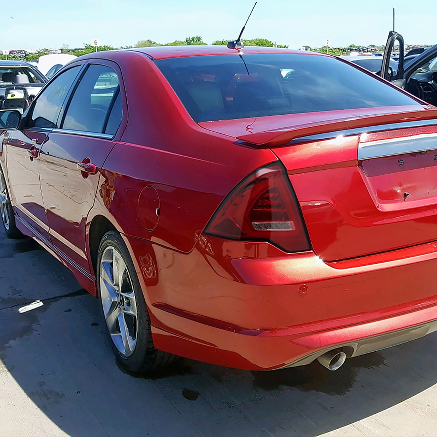 2010-2012 Ford Fusion LED Tail Lights Chrome Housing/Red Clear Lens