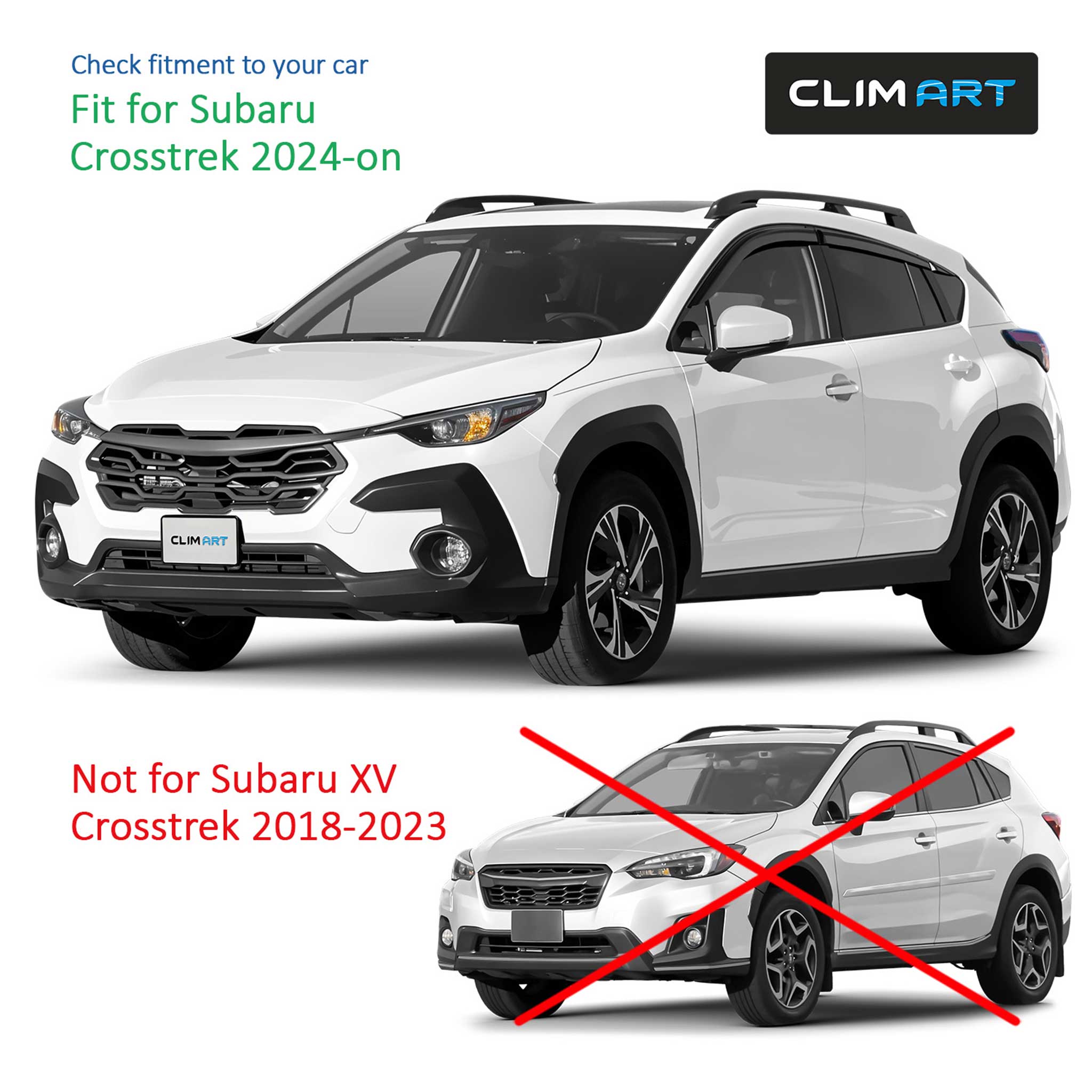 Clim Art Wind Deflectors for Subaru XV Crosstrek 2024-2026 Tape-On Dark Smoke 6x