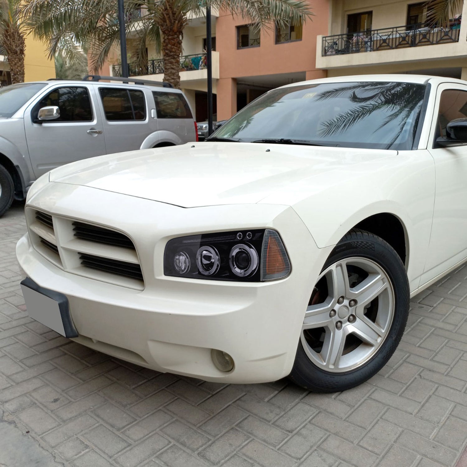 2005-2010 Dodge Charger Dual Halo Projector Headlights Glossy Black/Smoke Lens