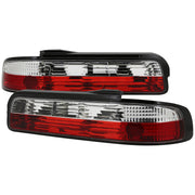 1989-1994 Nissan 240SX S13 Coupe Tail Lights Chrome Housing/Red Clear Lens