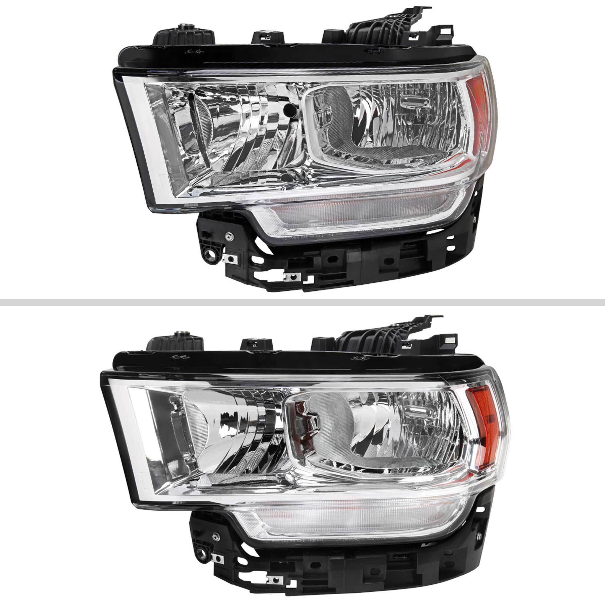 For Dodge RAM 2500 3500 2019-2024 Factory Style Crystal Headlight Driver Side Only Chrome Housing Clear Lens