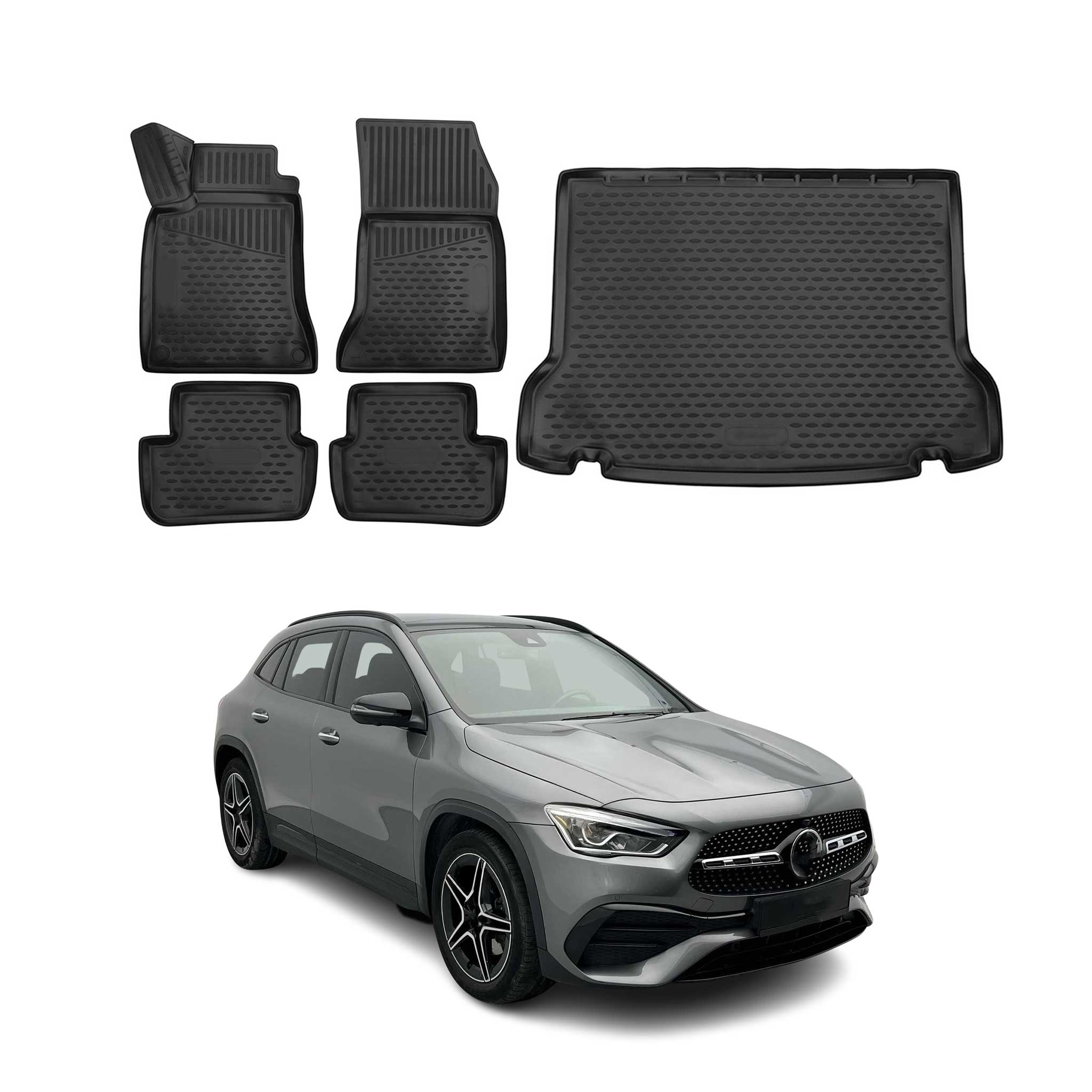 2020-2026 Mercedes GLA Class H247 Floor Mats & Cargo Liner Full Set All Weather Black