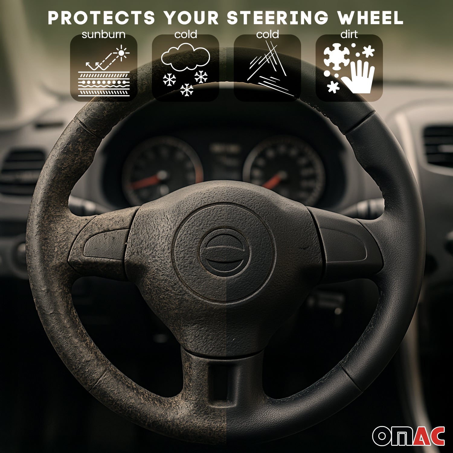 14.5-15.5’’ Steering Wheel Cover Premium Brown PU Leather Anti-slip Breathable