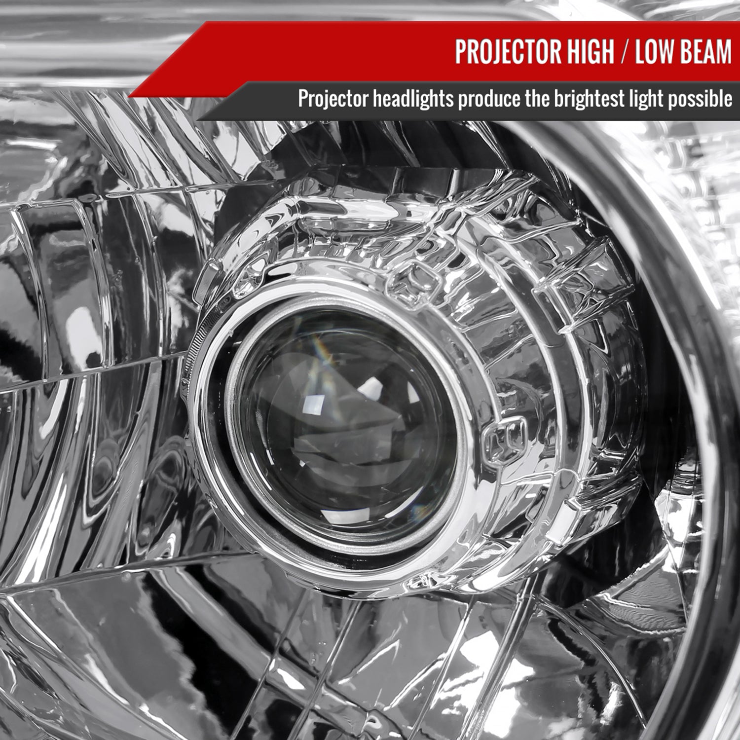 2005-2011 Toyota Tacoma Retro Style Projector Headlights Chrome/Clear Lens