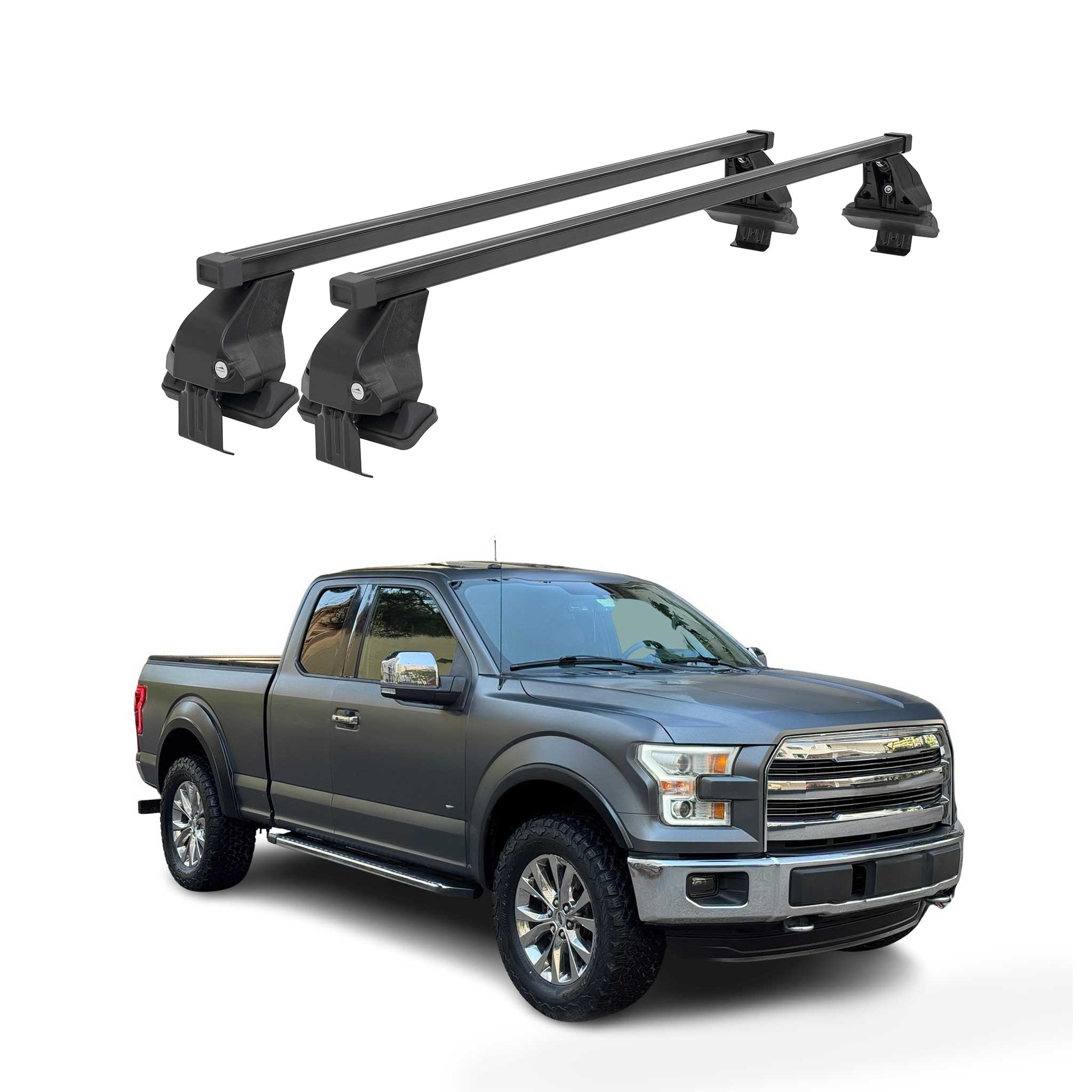 2017-2022 Ford F-250 Crew Cab Roof Rack Cross Bars Black