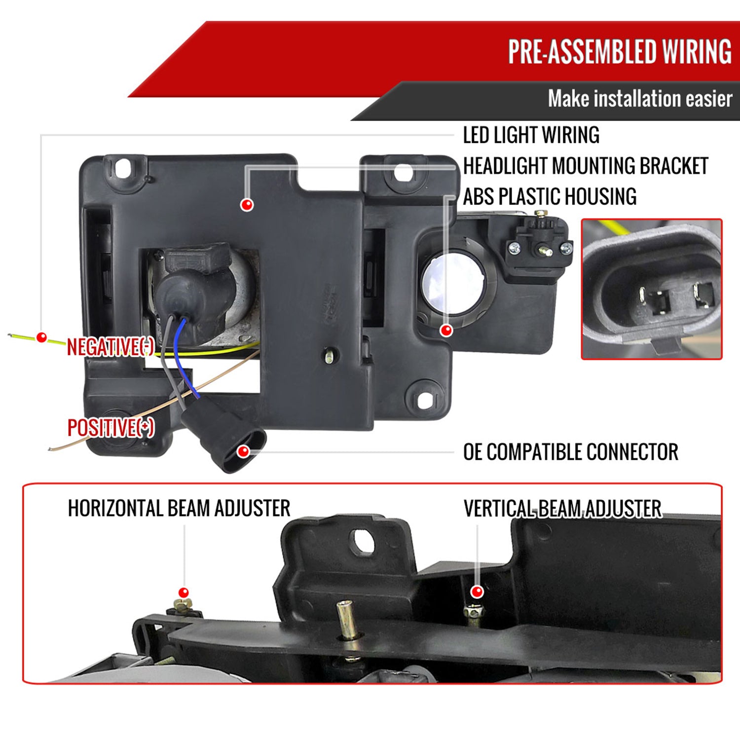 1994-1999 GMC C/K C10 Sierra Dual Halo Headlights Bumper&Corner Signal