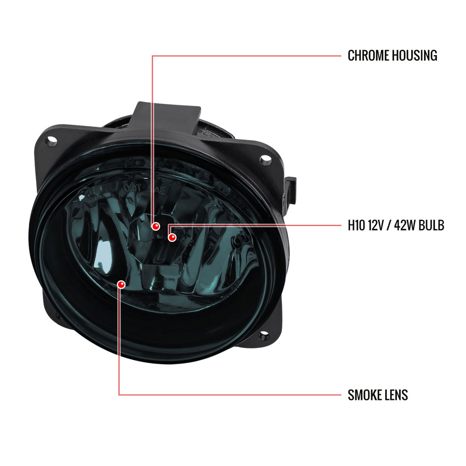2005-2007 Ford Escape/ 2000-2004 Focus SVT H10 Fog Lights Kit Chrome/Smoke Lens