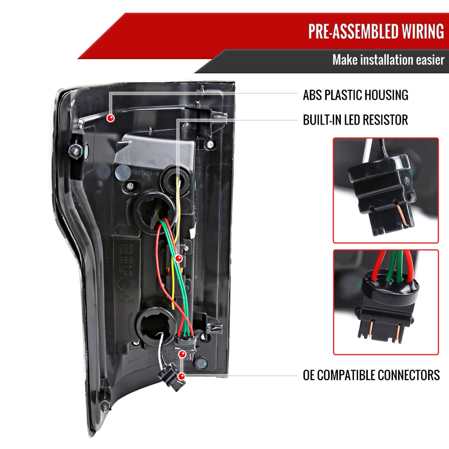 2015-2017 Ford F-150 Turn Signal Animated White LED Bar Tail Light Black/Smoke