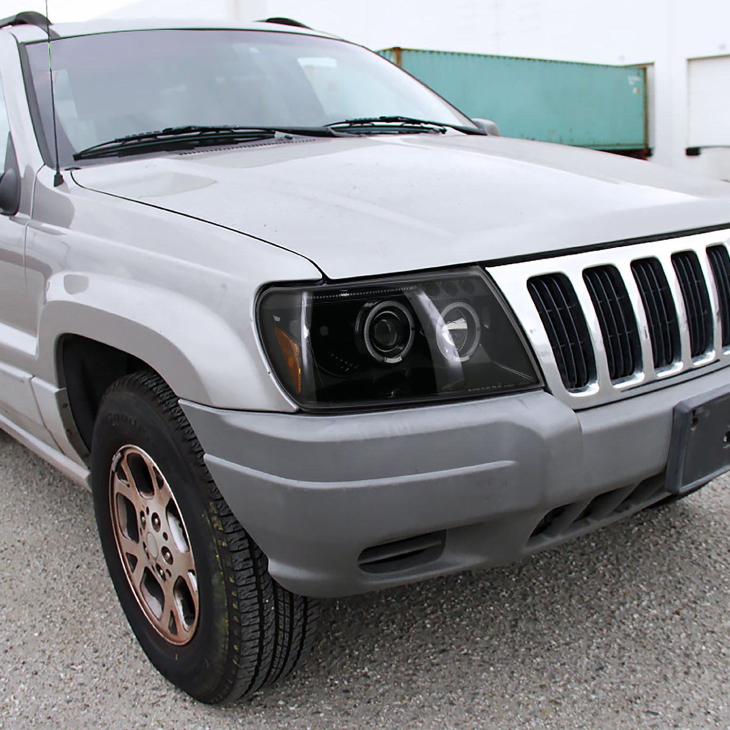 1999-2004 Jeep Grand Cherokee Dual Halo Projector Headlights Jet Black/Clear