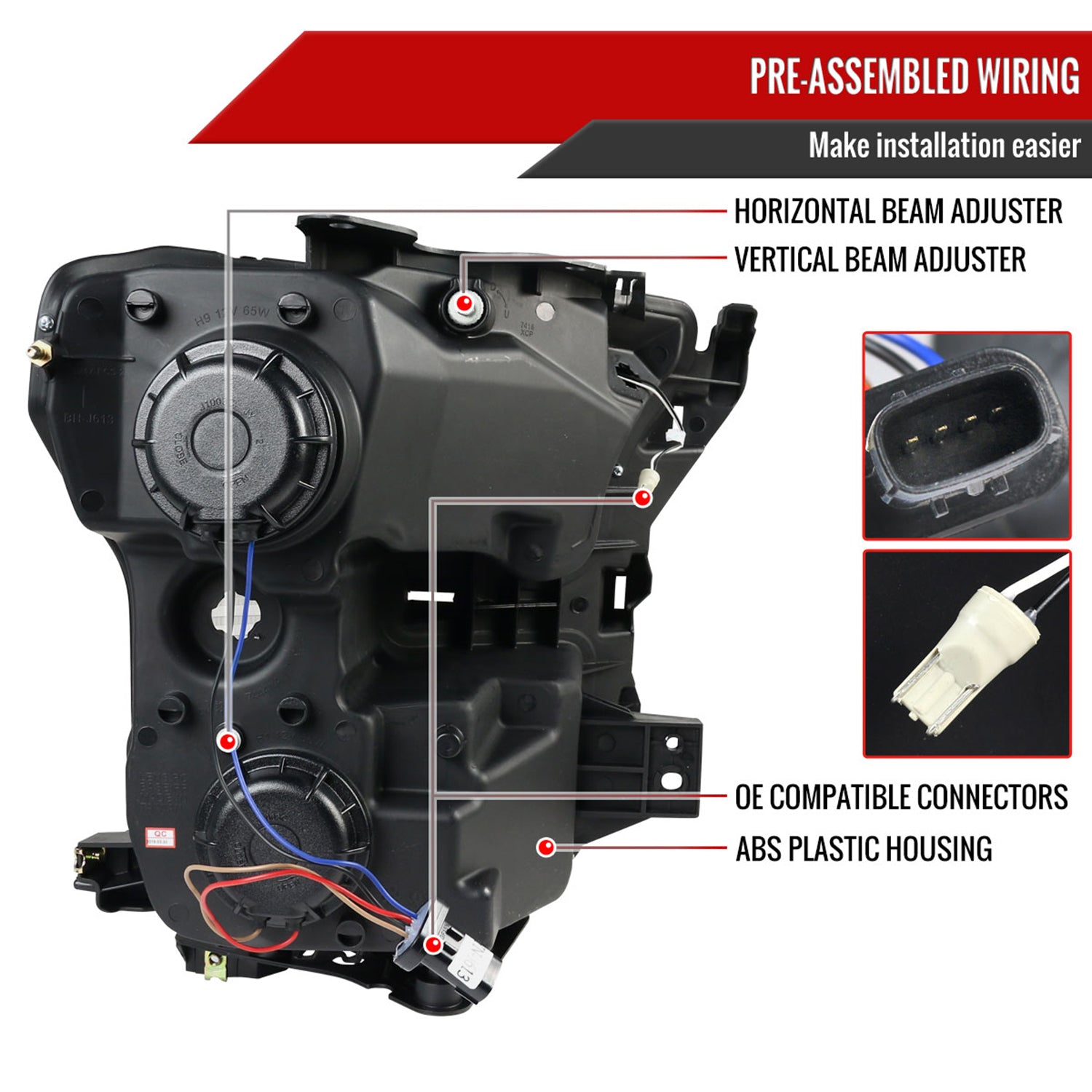 2015-2017 Ford F-150 LED Bar Projector Headlights Matte Black/Clear Lens