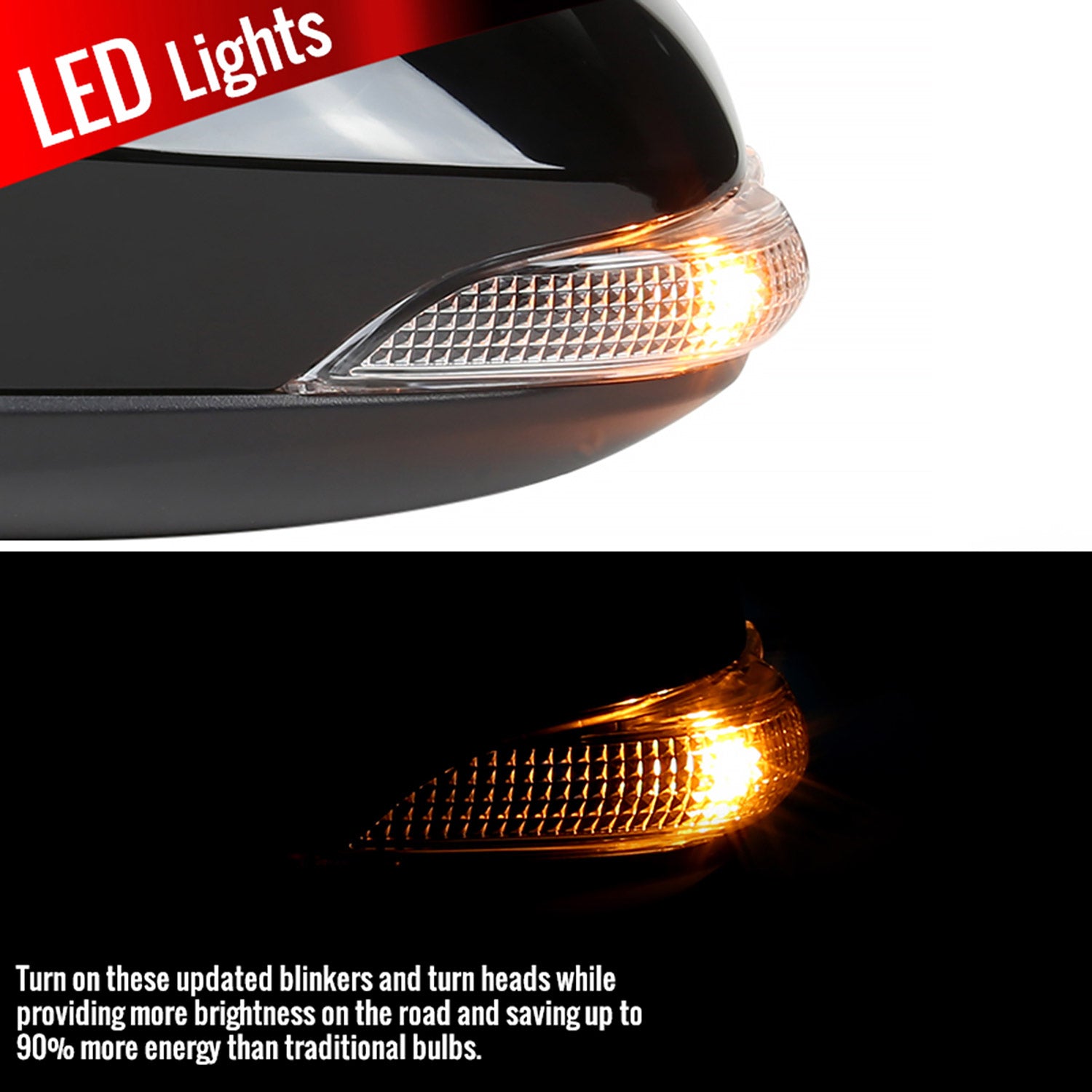 2014-2018 Toyota Corolla Black 7Pin Heated Side Mirror LED Turn Signal Driver