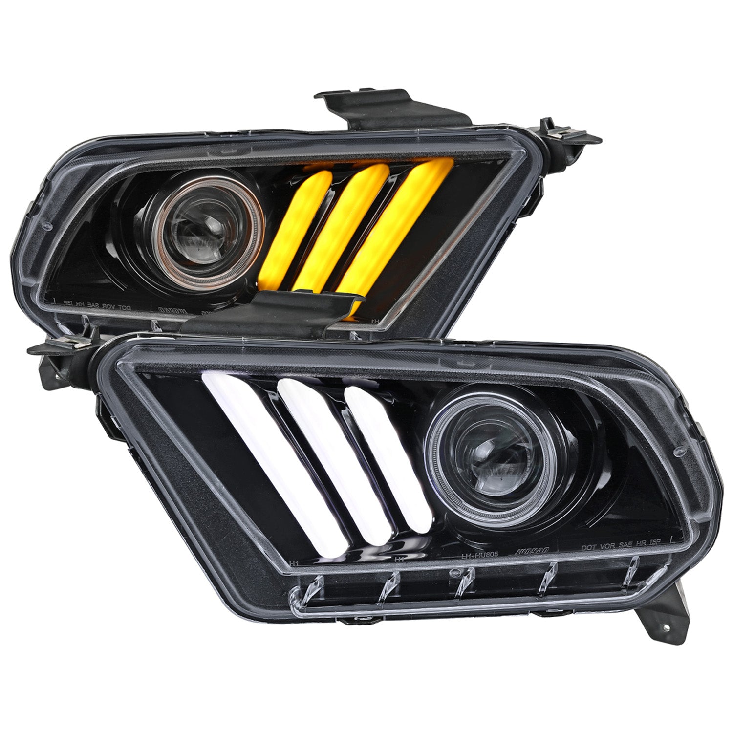 2010-2014 Ford Mustang LED Bar Projector Headlights Turn Signals Black