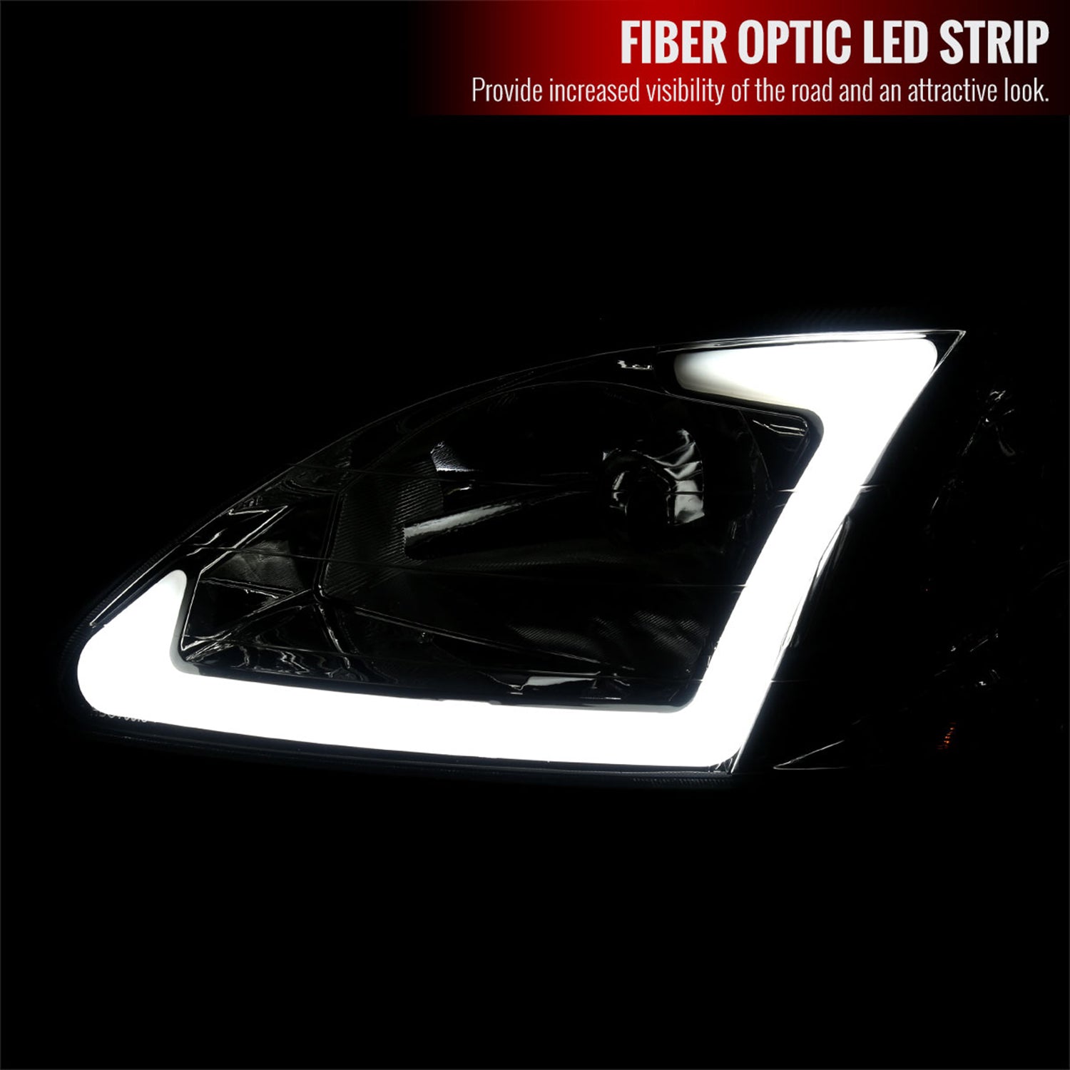 1999-2000 Honda Civic Coupe/SD LED Bar Factory Style Headlights Chrome/Smoke