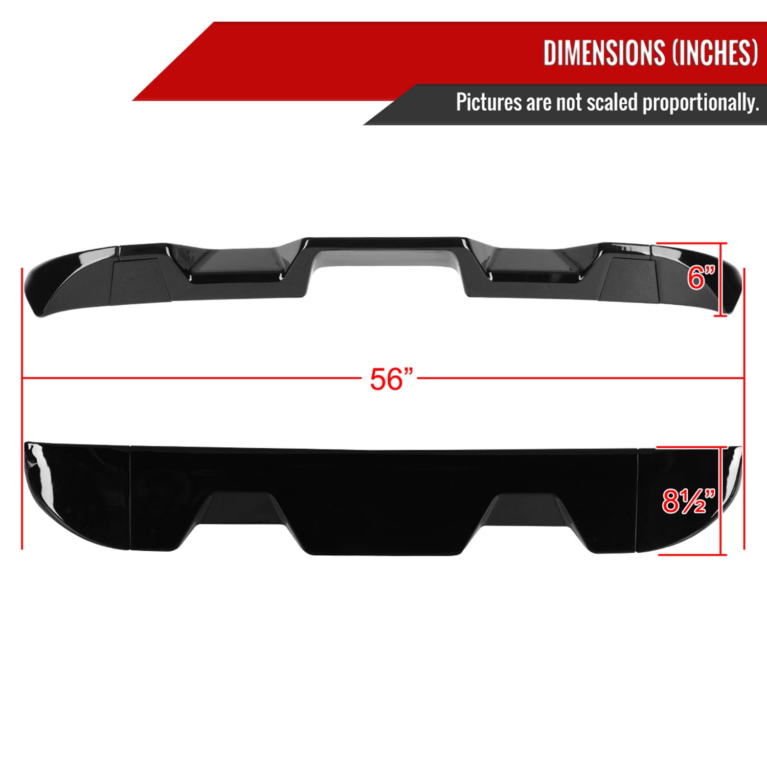 2011-2016 Ford F-250/F-350/F-450 Rear Roof Glossy Black Truck Spoiler Wing Kit