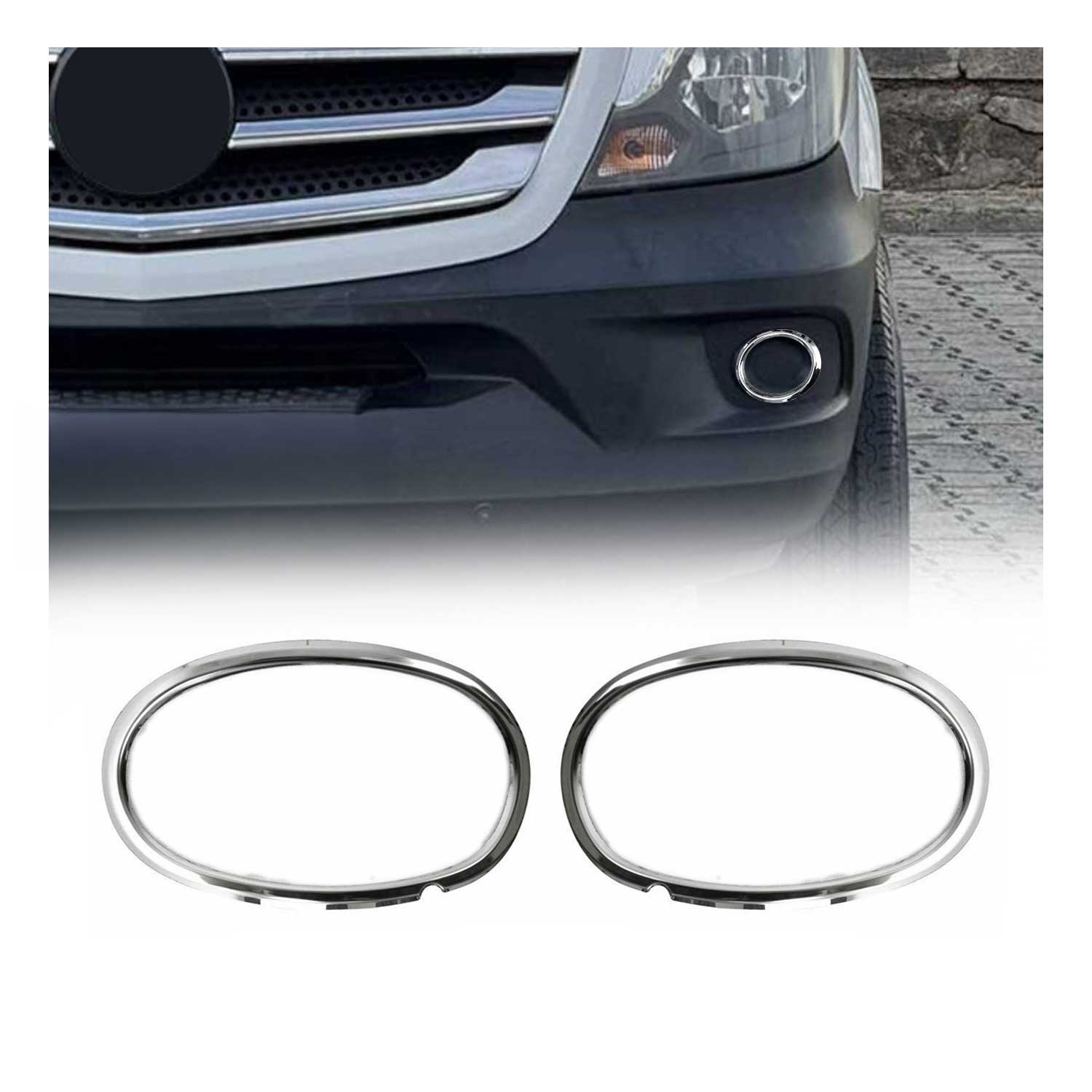 2014-2018 Mercedes Sprinter W906 Fog Light Lamp Bezel Cover Stainless Steel Silver 2Pcs