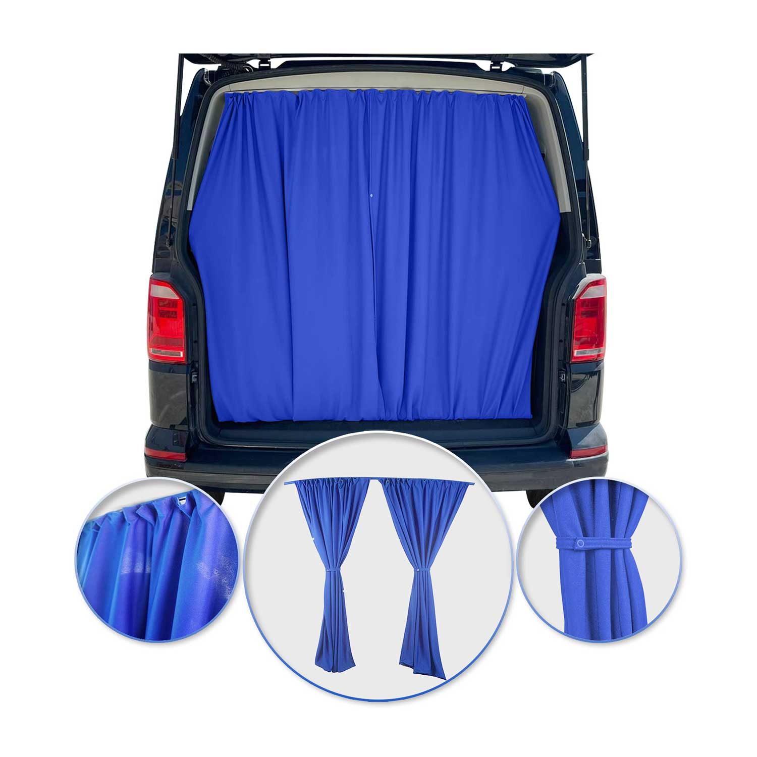 RAM ProMaster Trunk Tailgate Curtains Blue 2 Privacy Curtains