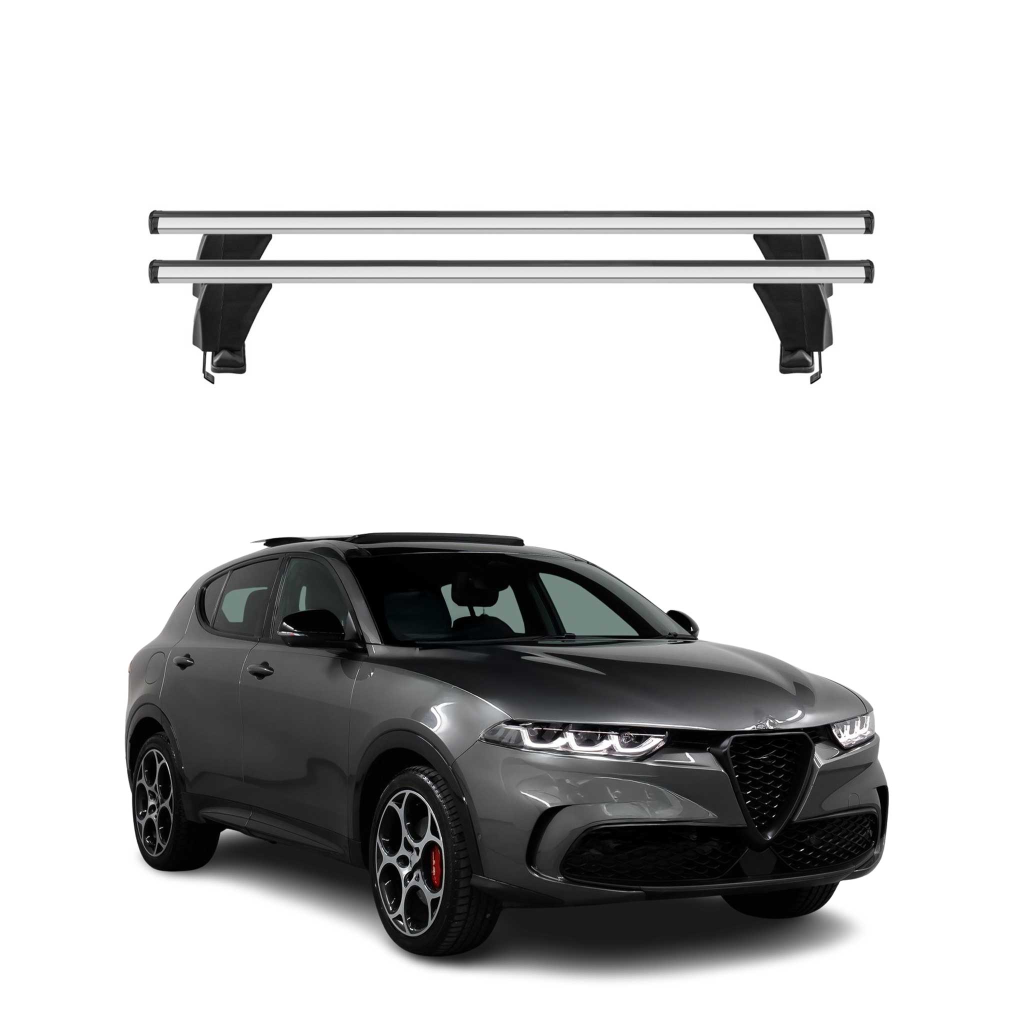 Top Roof Racks Cross Bars fits Alfa Romeo Tonale 2023-2026 Gray Aluminium 2x